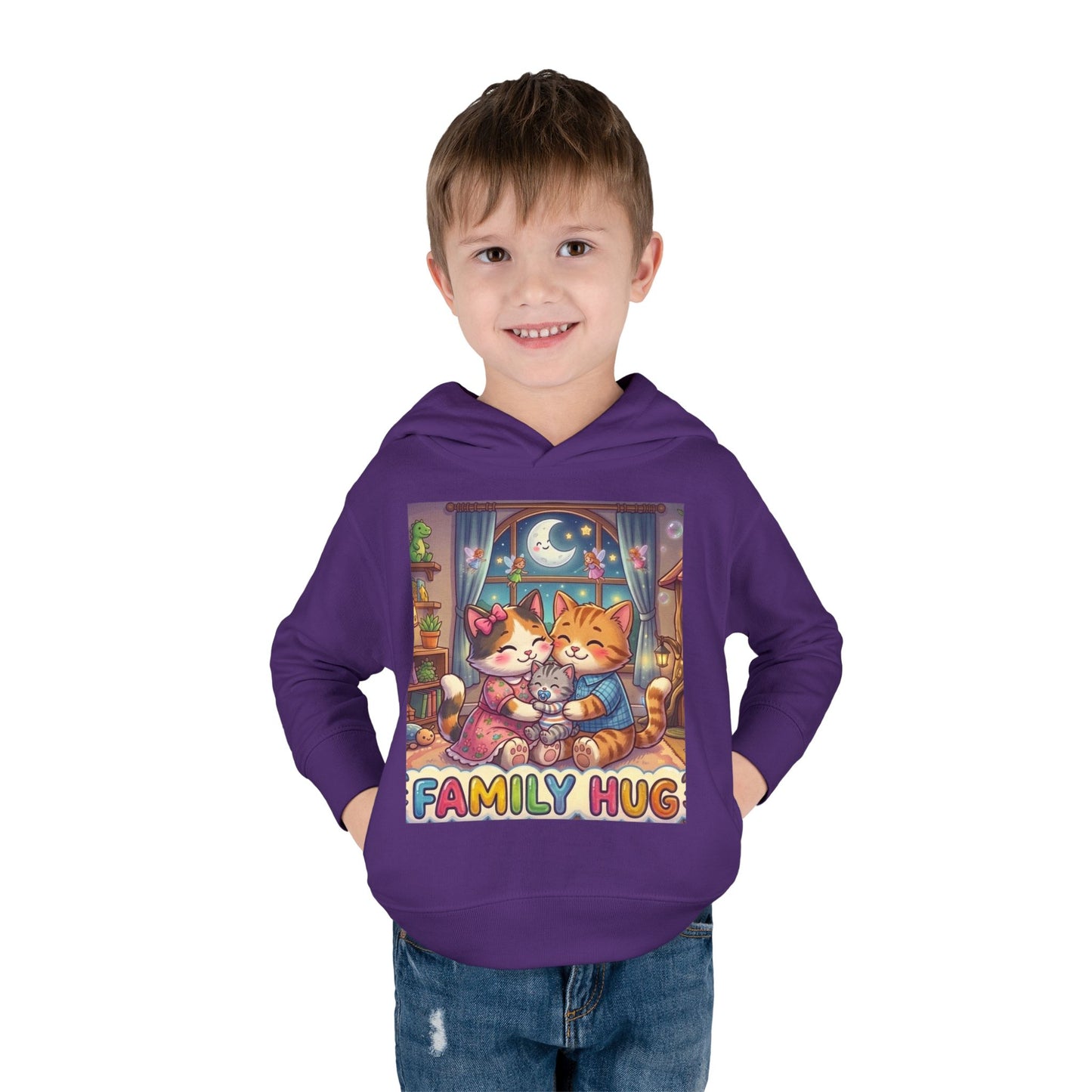 Family Hug Kitten Toddler Pullover Fleece Hoodie