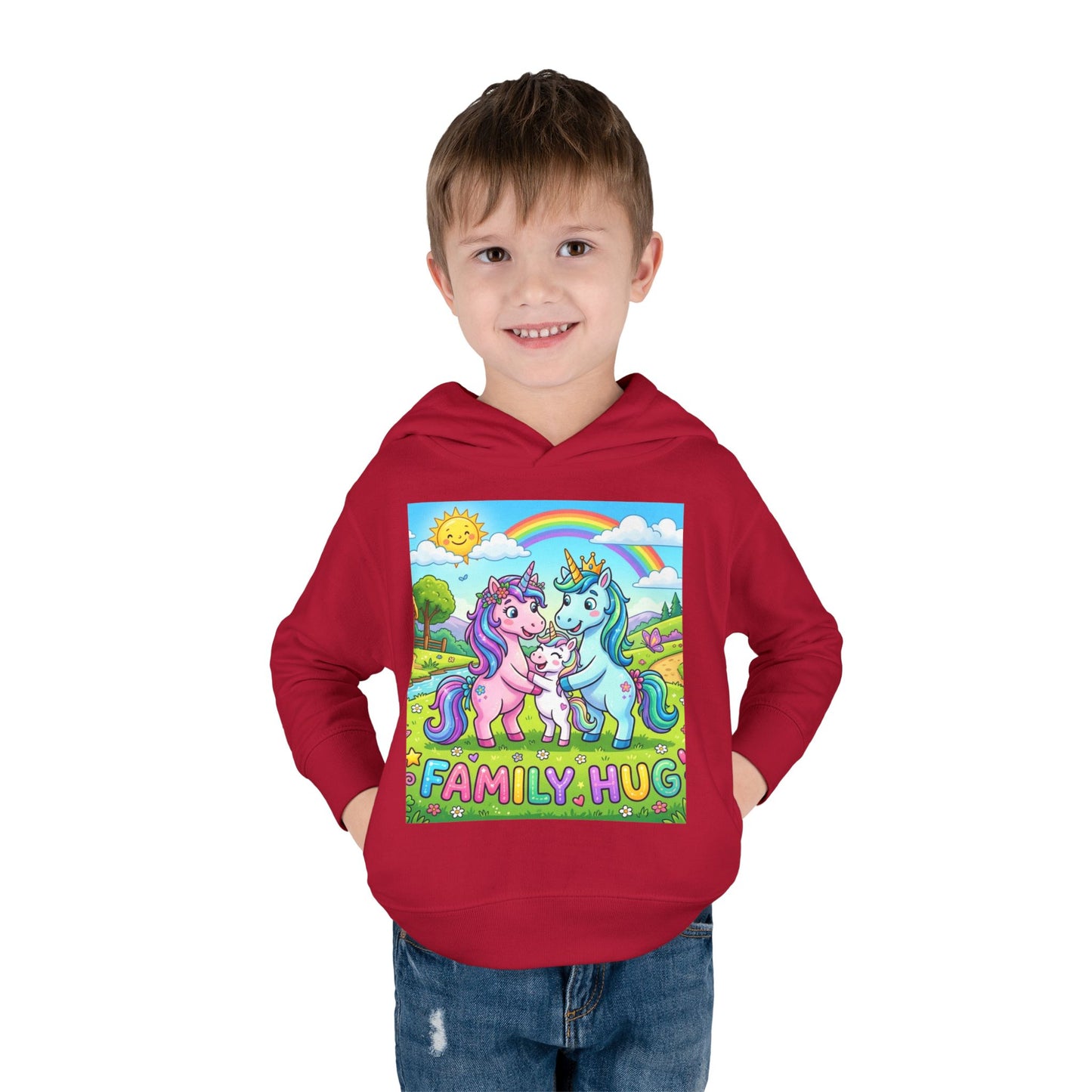 Family Hug Unicorn Toddler Pullover Fleece Hoodie