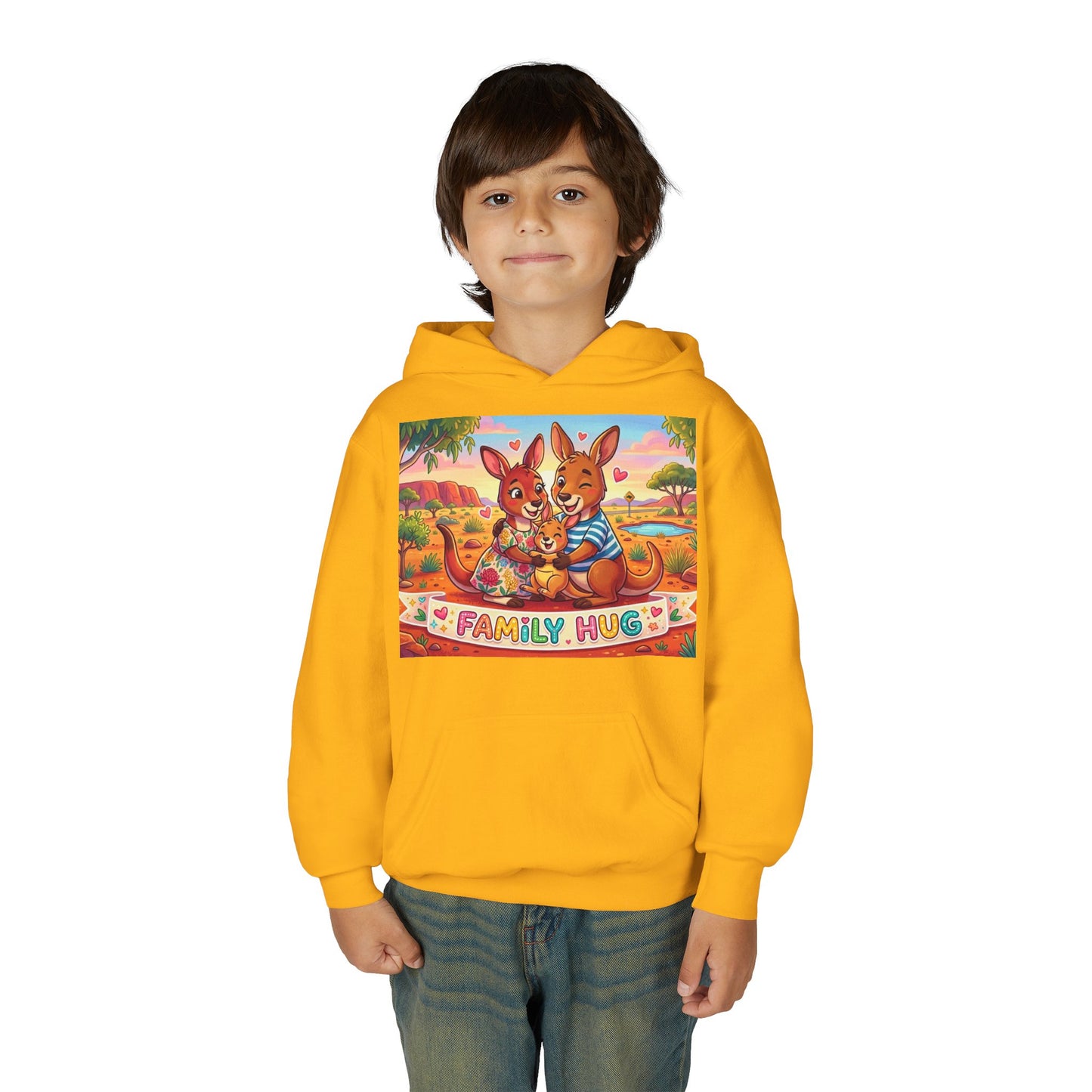Family Hug Kangaroo Youth Heavy Blend Hooded Sweatshirt
