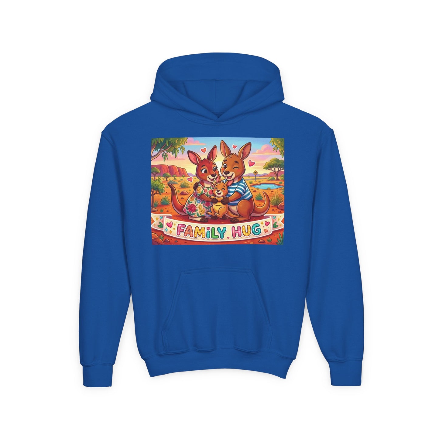 Family Hug Kangaroo Youth Heavy Blend Hooded Sweatshirt