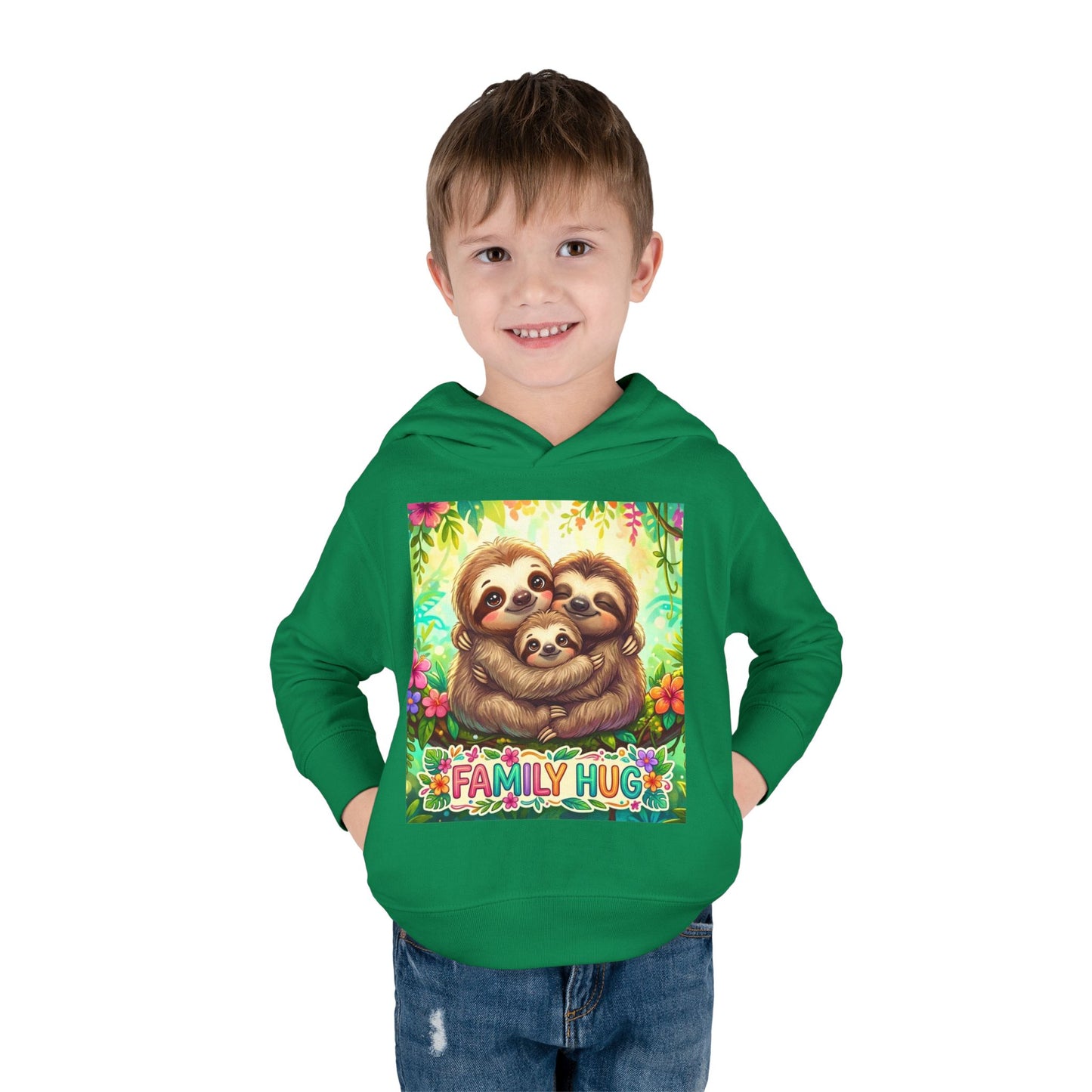 Family Hug Sloth Toddler Pullover Fleece Hoodie