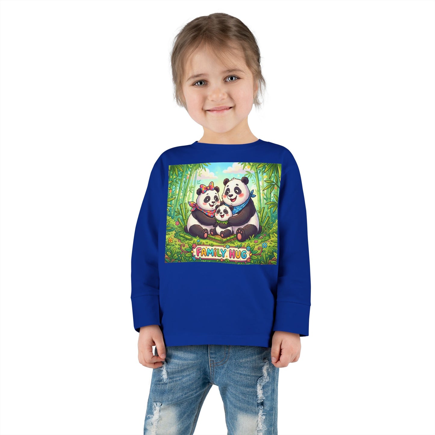 Family Hug Panda Toddler Long Sleeve Tee