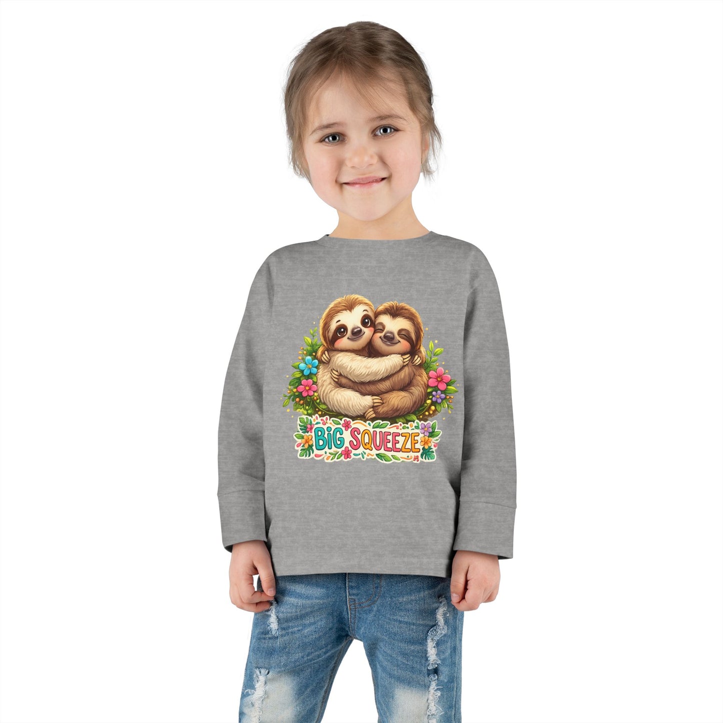 Big Squeeze Sloth Toddler Long Sleeve Tee