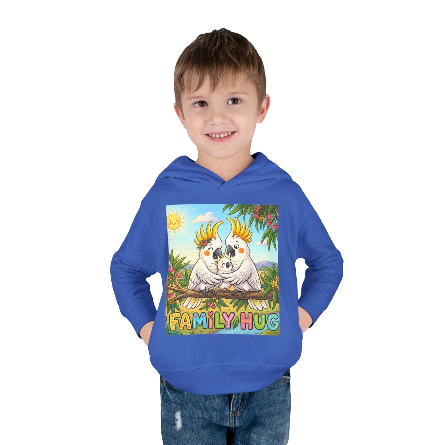 Family Hug Cockatoo Toddler Pullover Fleece Hoodie