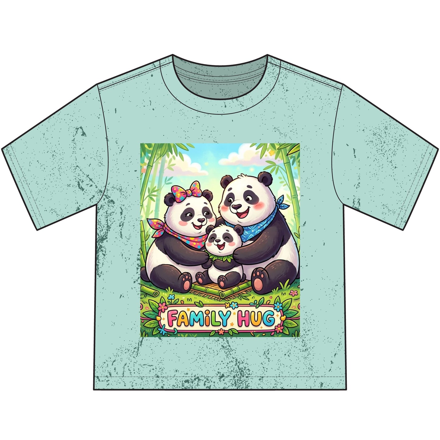 Family Hug Panda Heavyweight Color Blast Youth T-Shirt