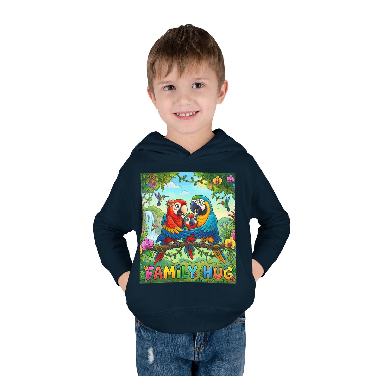 Family Hug Macaw Toddler Pullover Fleece Hoodie