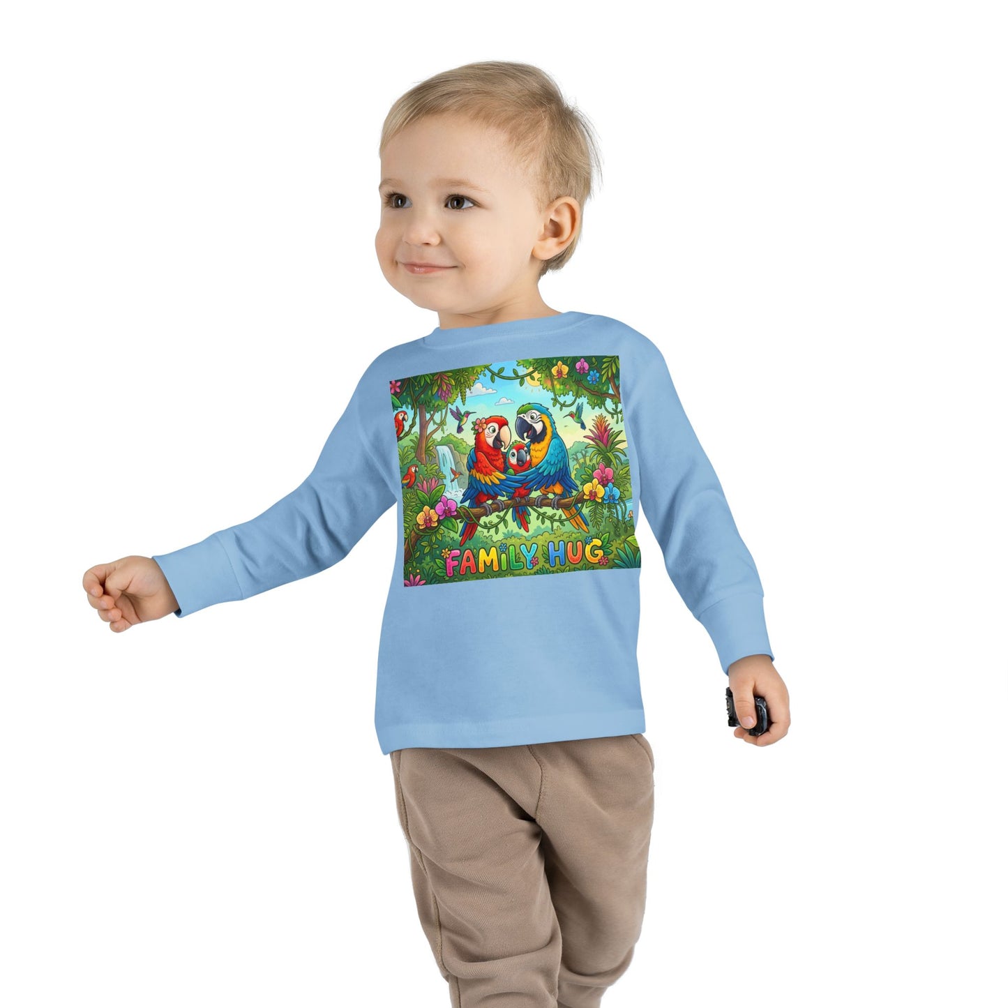 Family Hug Macaw Toddler Long Sleeve Tee