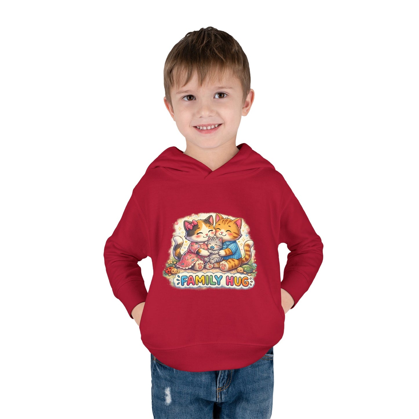 Family Hug Kitten Toddler Pullover Fleece Hoodie