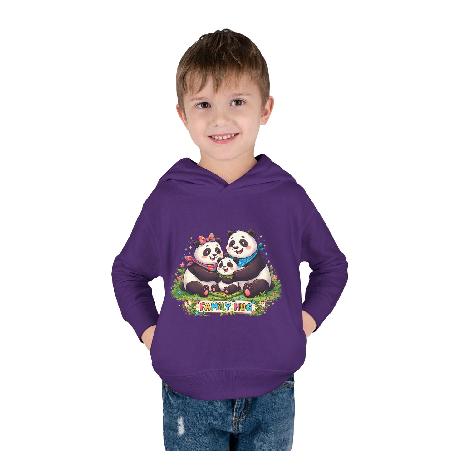 Family Hug Panda Toddler Pullover Fleece Hoodie