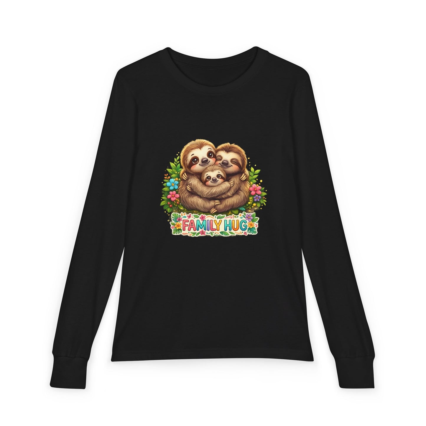 Family Hug Sloth Youth Jersey Long Sleeve Tee