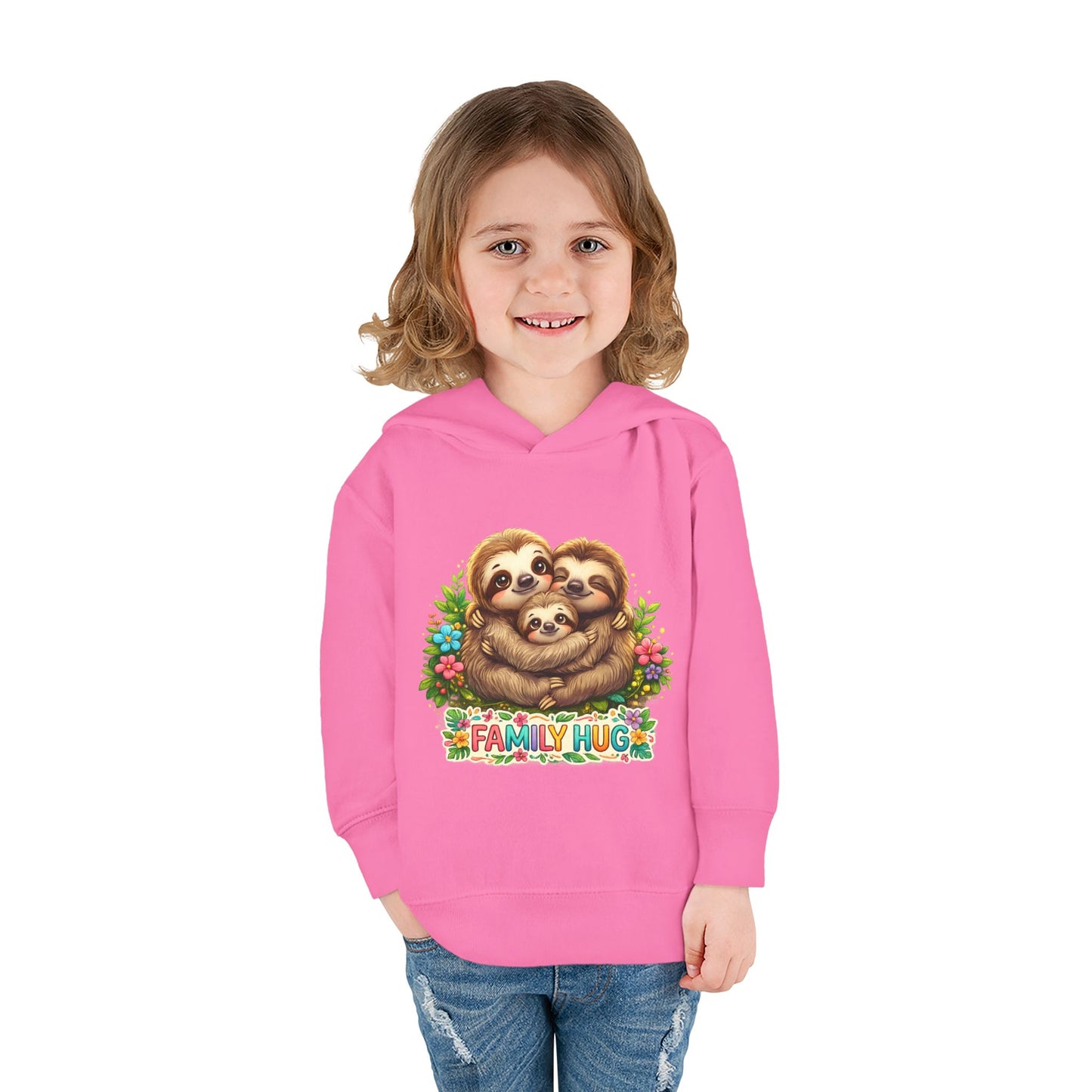 Family Hug Sloth Toddler Pullover Fleece Hoodie