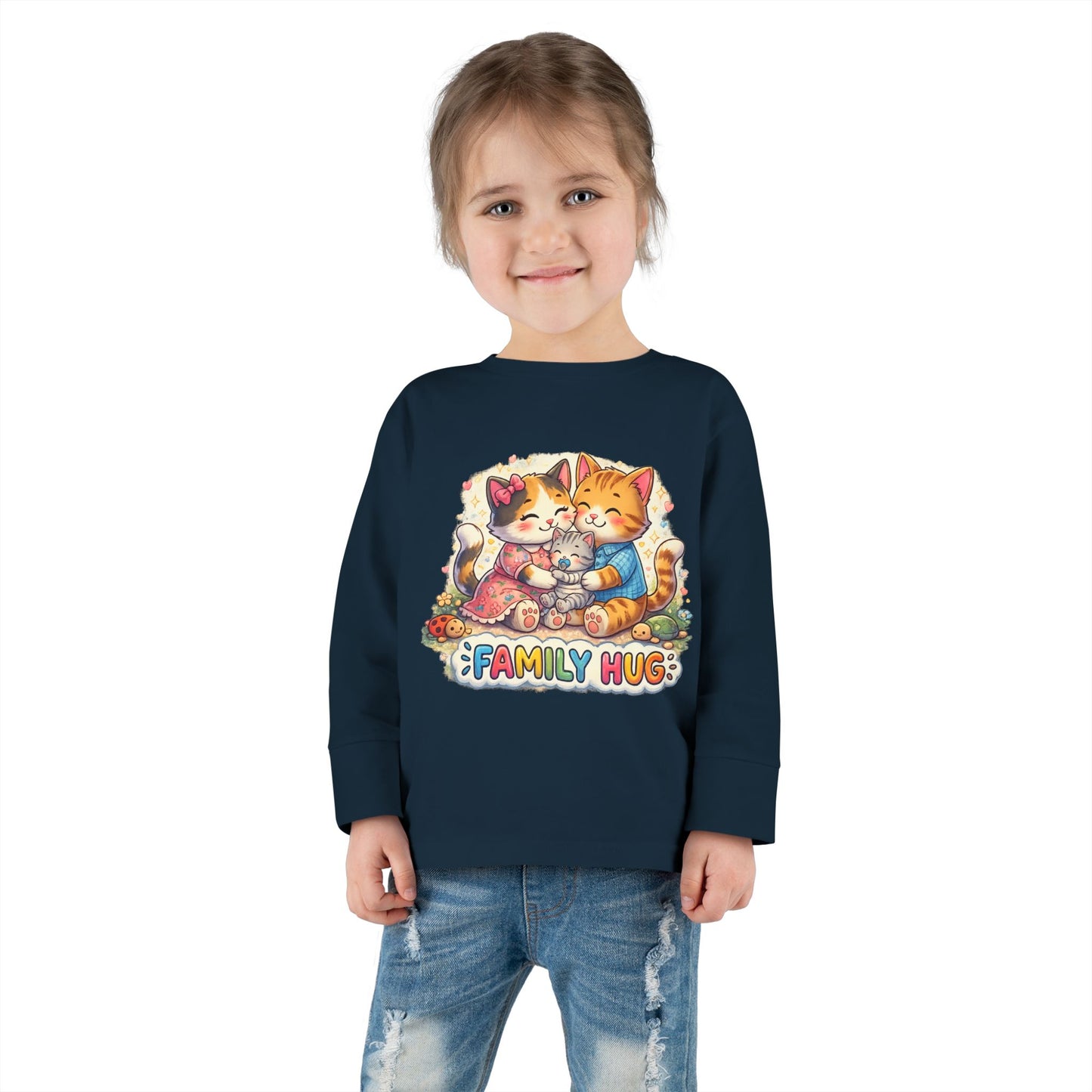 Family Hug Kitten Toddler Long Sleeve Tee