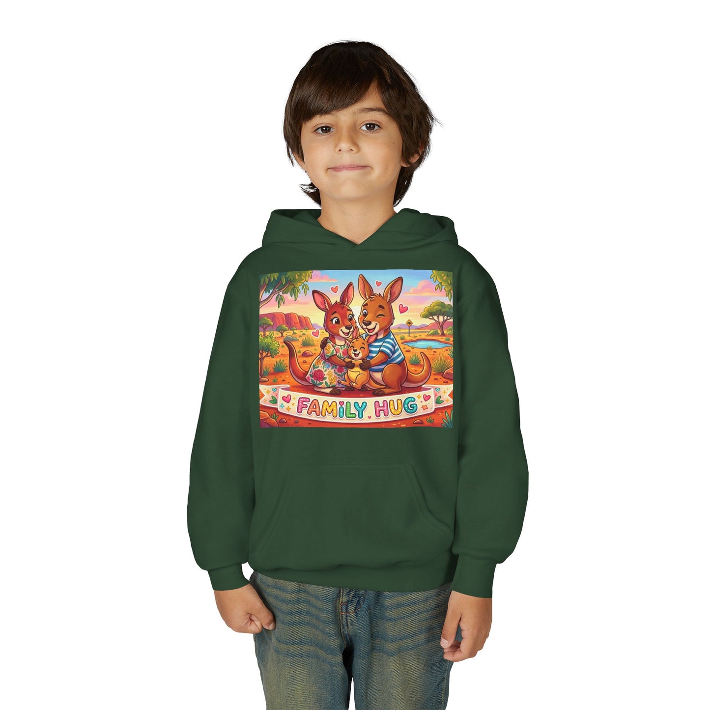 Family Hug Kangaroo Youth Heavy Blend Hooded Sweatshirt