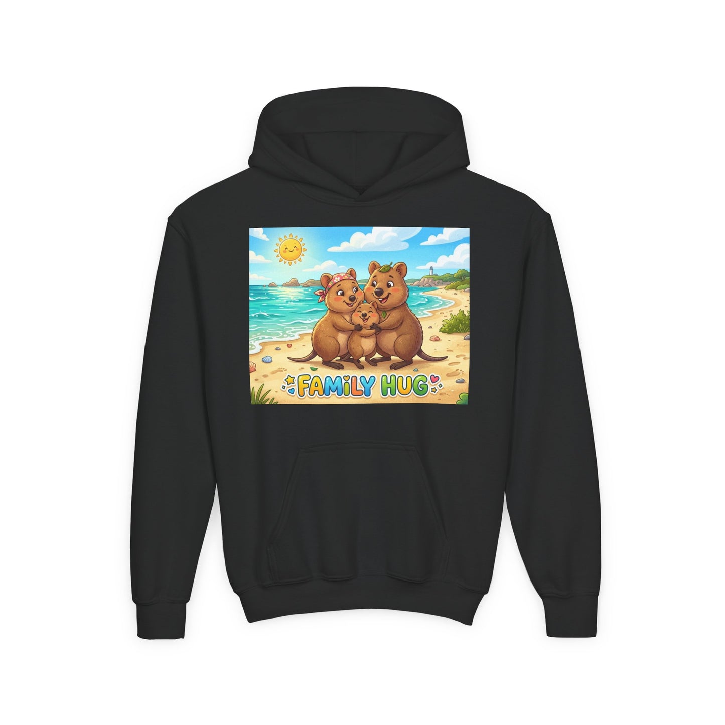 Family Hug Quokka Youth Heavy Blend Hooded Sweatshirt