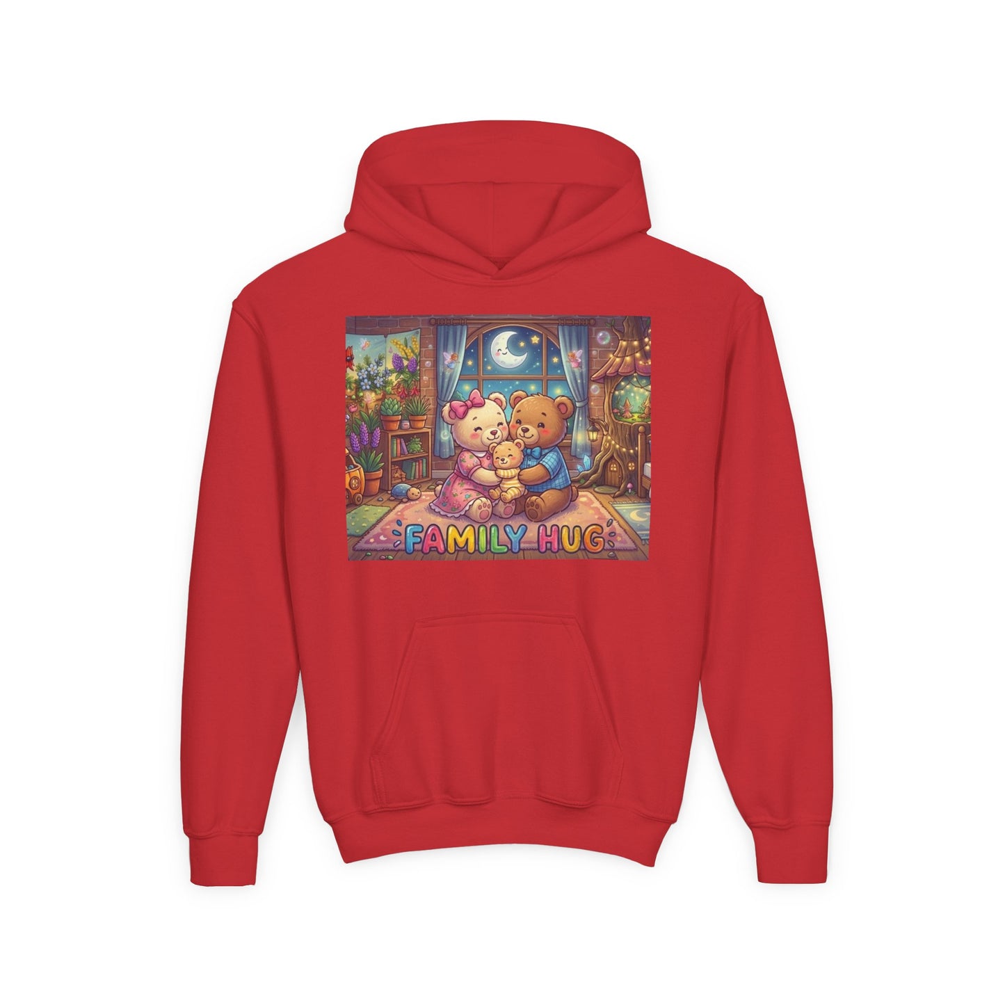 Family Hug Teddy Youth Heavy Blend Hooded Sweatshirt