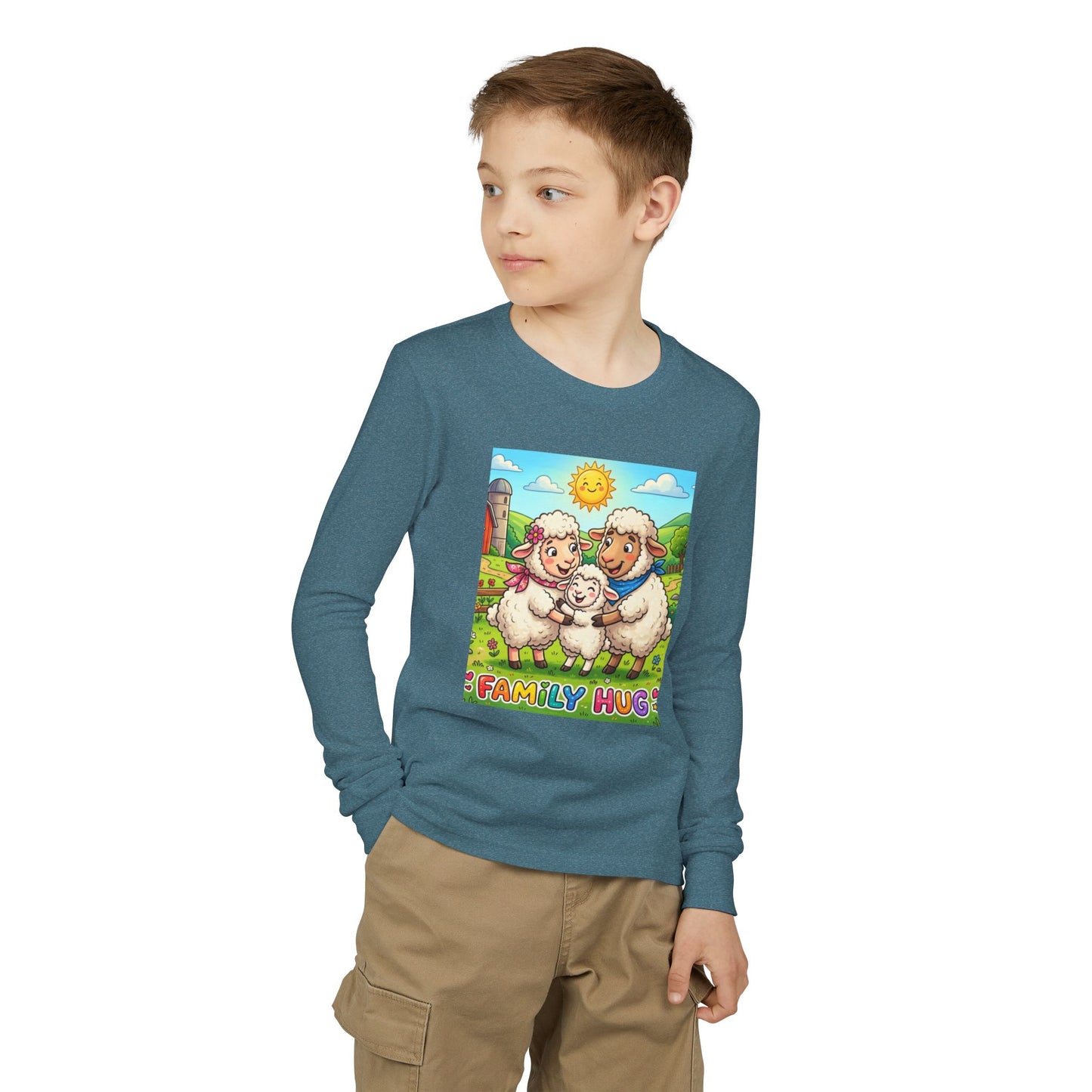 Family Hug Lamb Youth Jersey Long Sleeve Tee