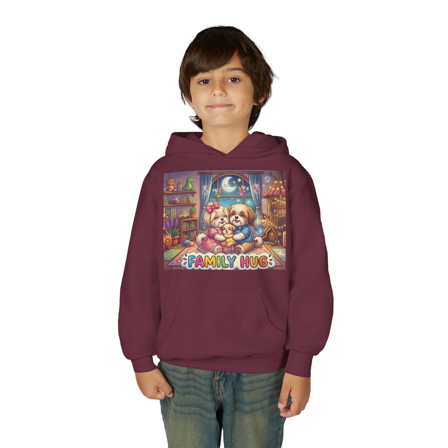 Family Hug Shih Tzu Youth Heavy Blend Hooded Sweatshirt