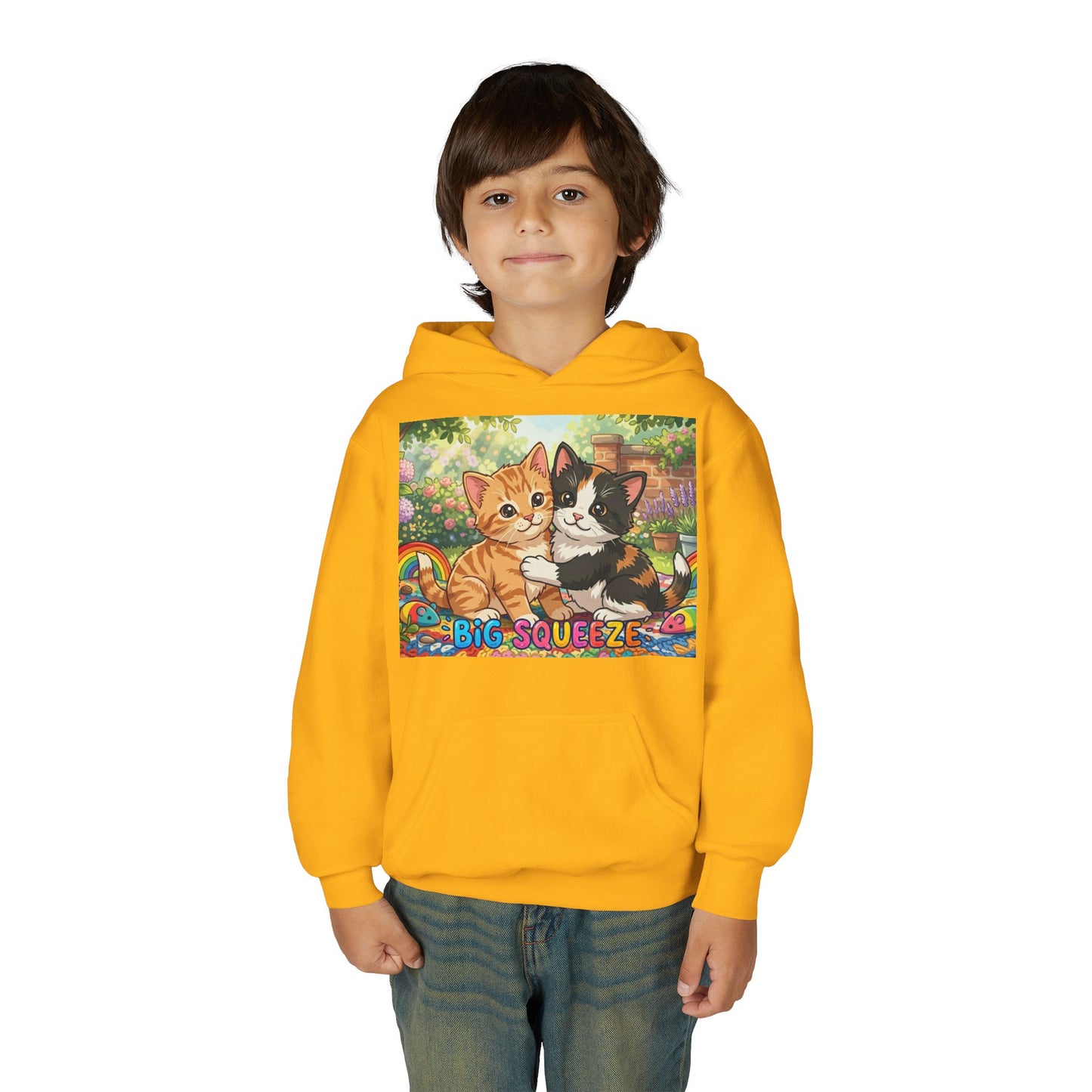 Big Squeeze Kitten Youth Heavy Blend Hooded Sweatshirt