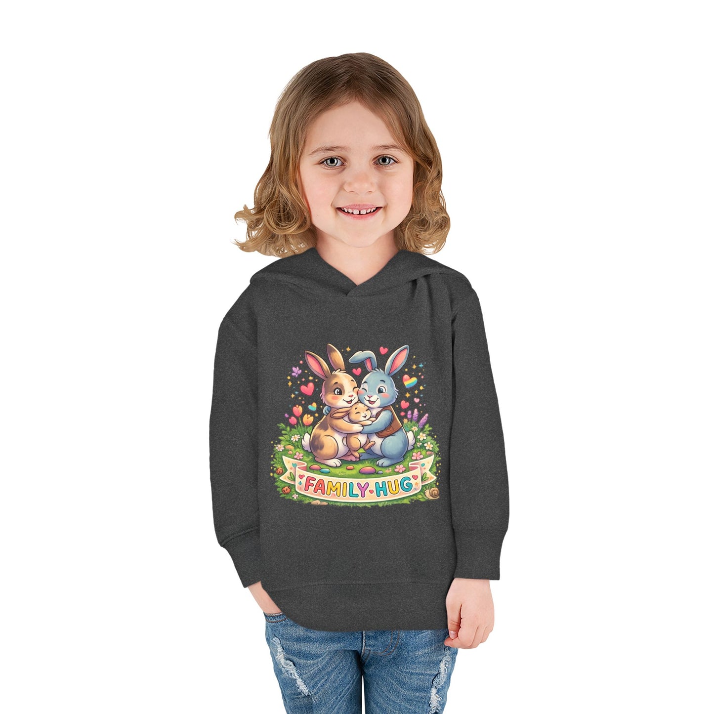 Family Hug Bunny Toddler Pullover Fleece Hoodie