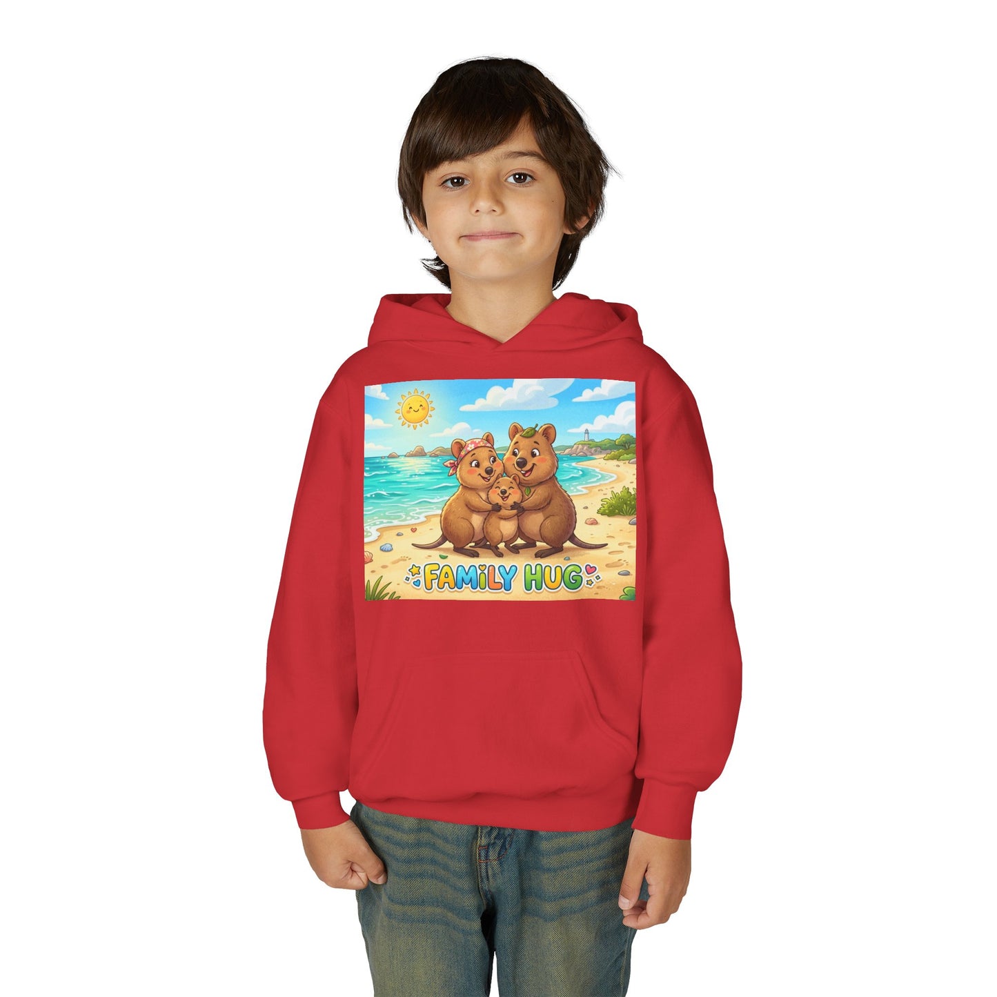 Family Hug Quokka Youth Heavy Blend Hooded Sweatshirt
