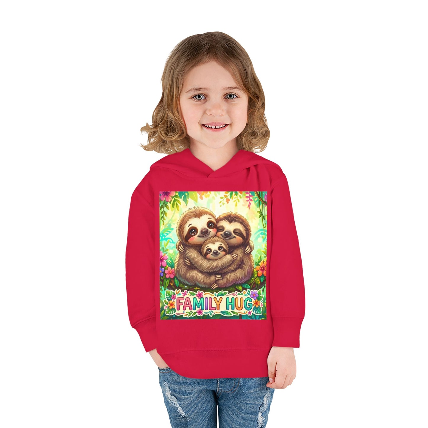 Family Hug Sloth Toddler Pullover Fleece Hoodie