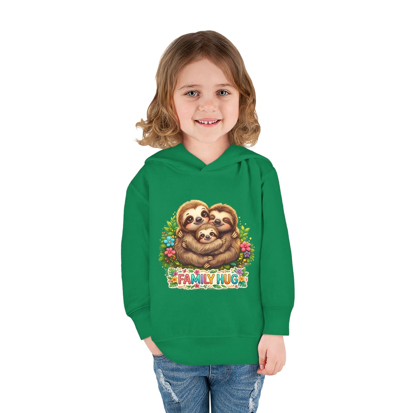 Family Hug Sloth Toddler Pullover Fleece Hoodie