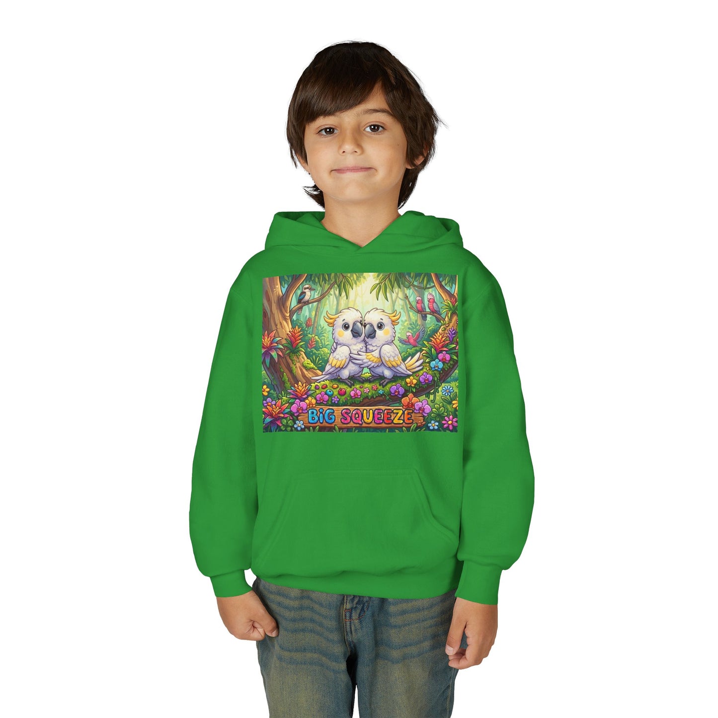 Big Squeeze Cockatoo Youth Heavy Blend Hooded Sweatshirt