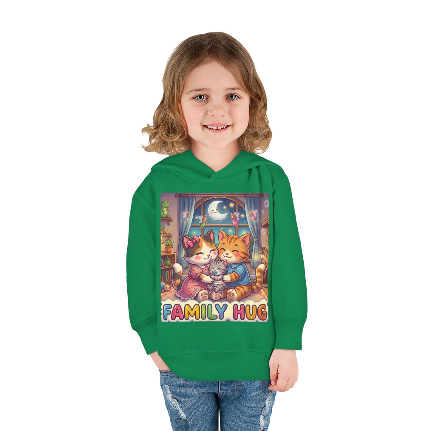 Family Hug Kitten Toddler Pullover Fleece Hoodie