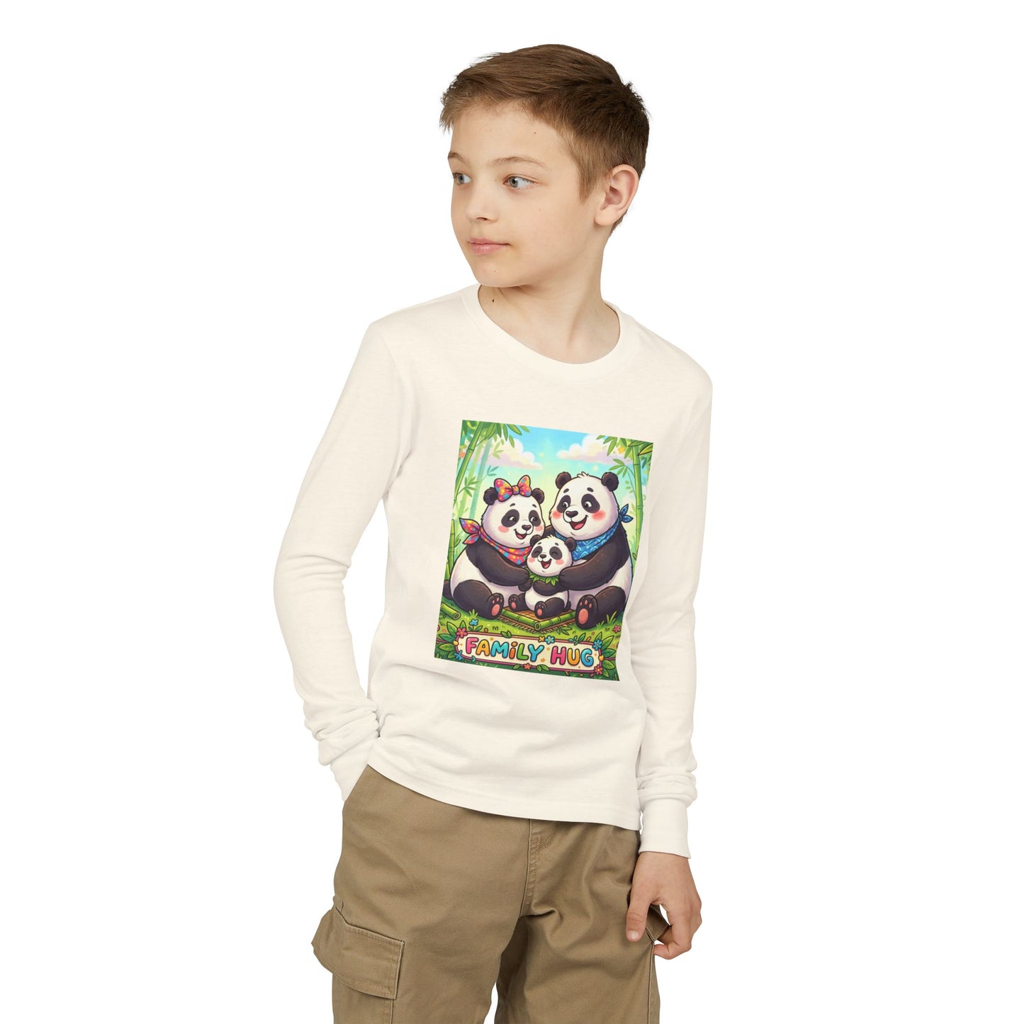 Family Hug Panda Youth Jersey Long Sleeve Tee
