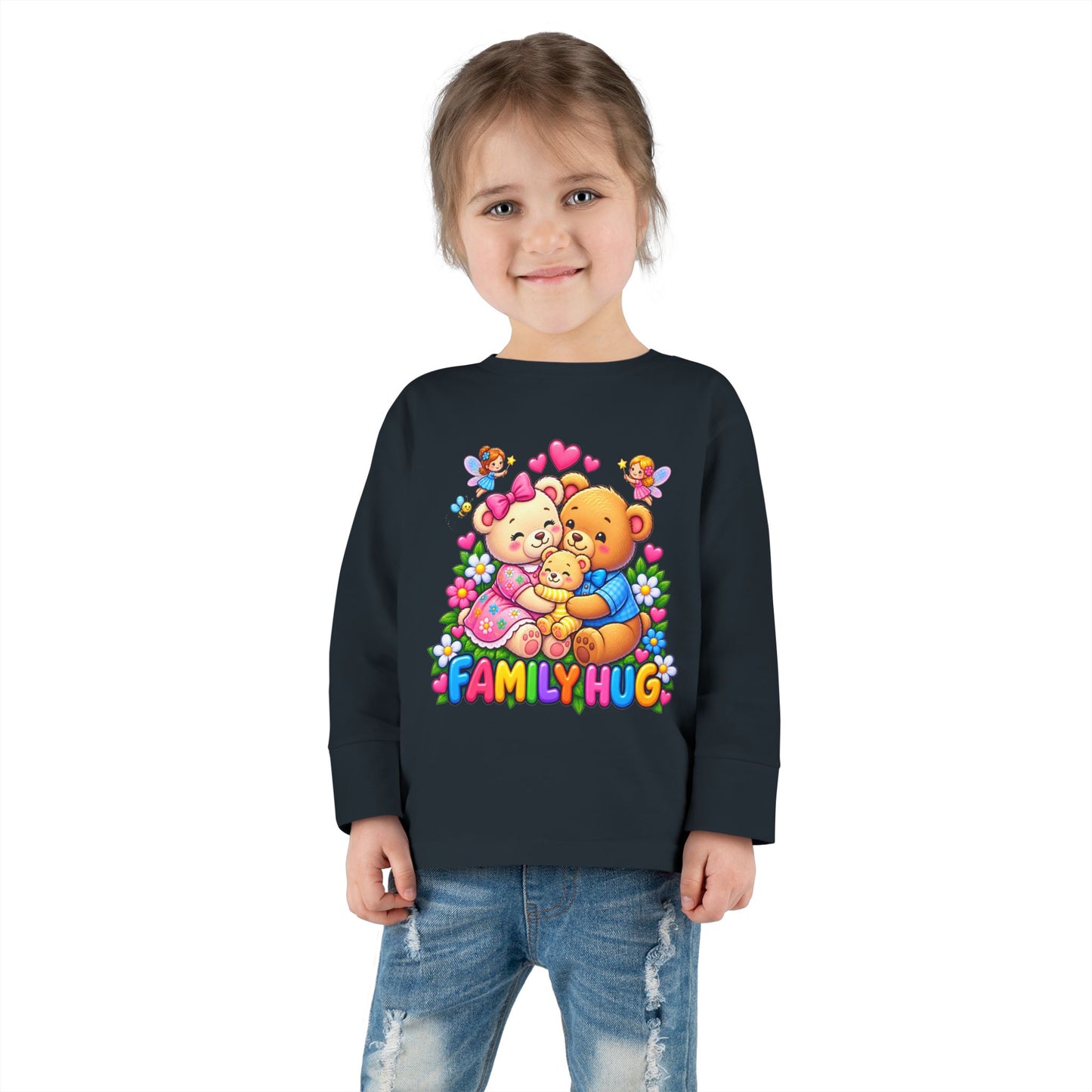 Family Hug Teddy Toddler Long Sleeve Tee