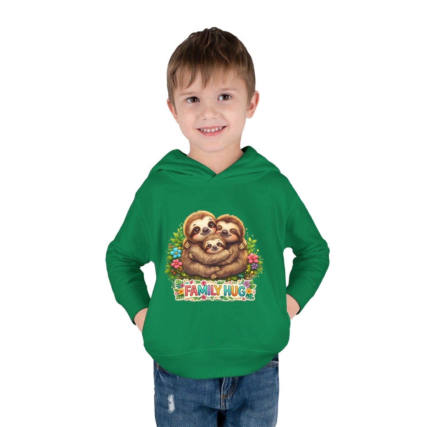 Family Hug Sloth Toddler Pullover Fleece Hoodie