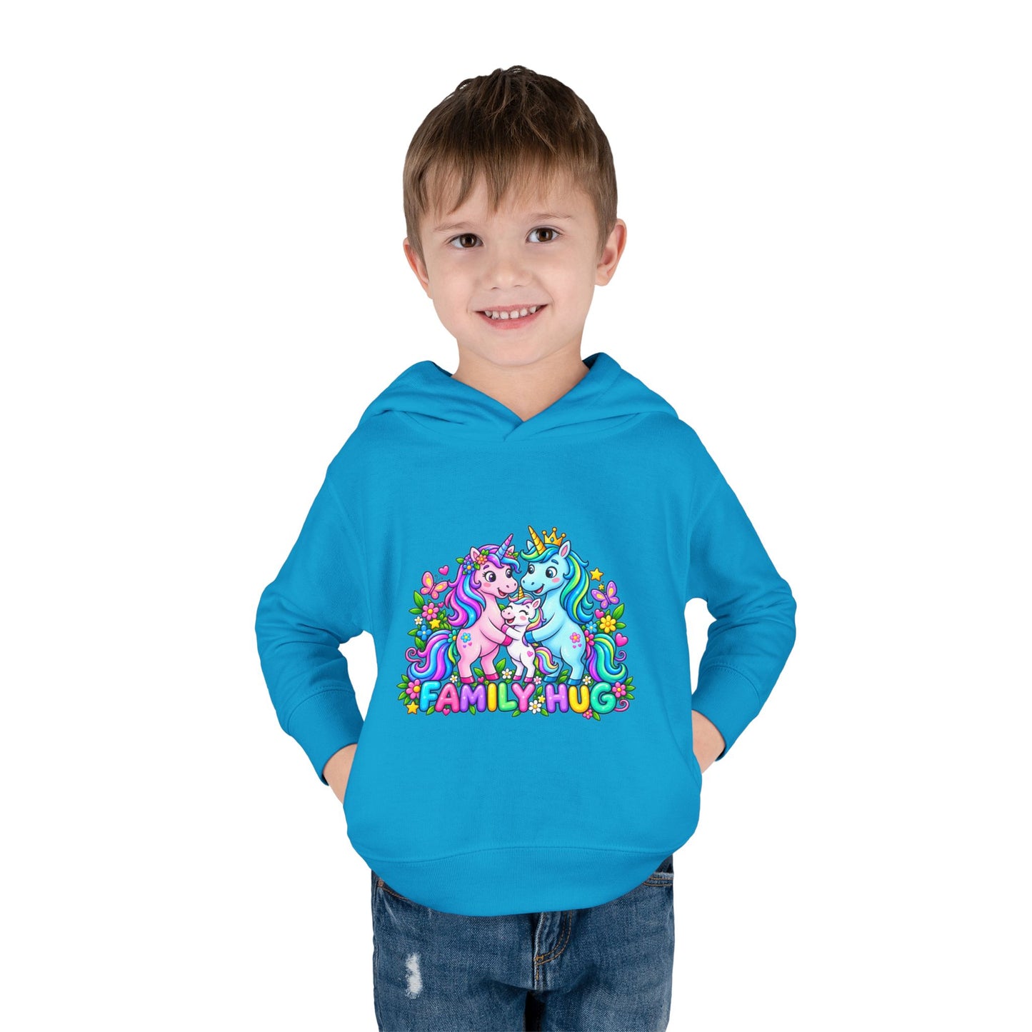 Family Hug Unicorn Toddler Pullover Fleece Hoodie