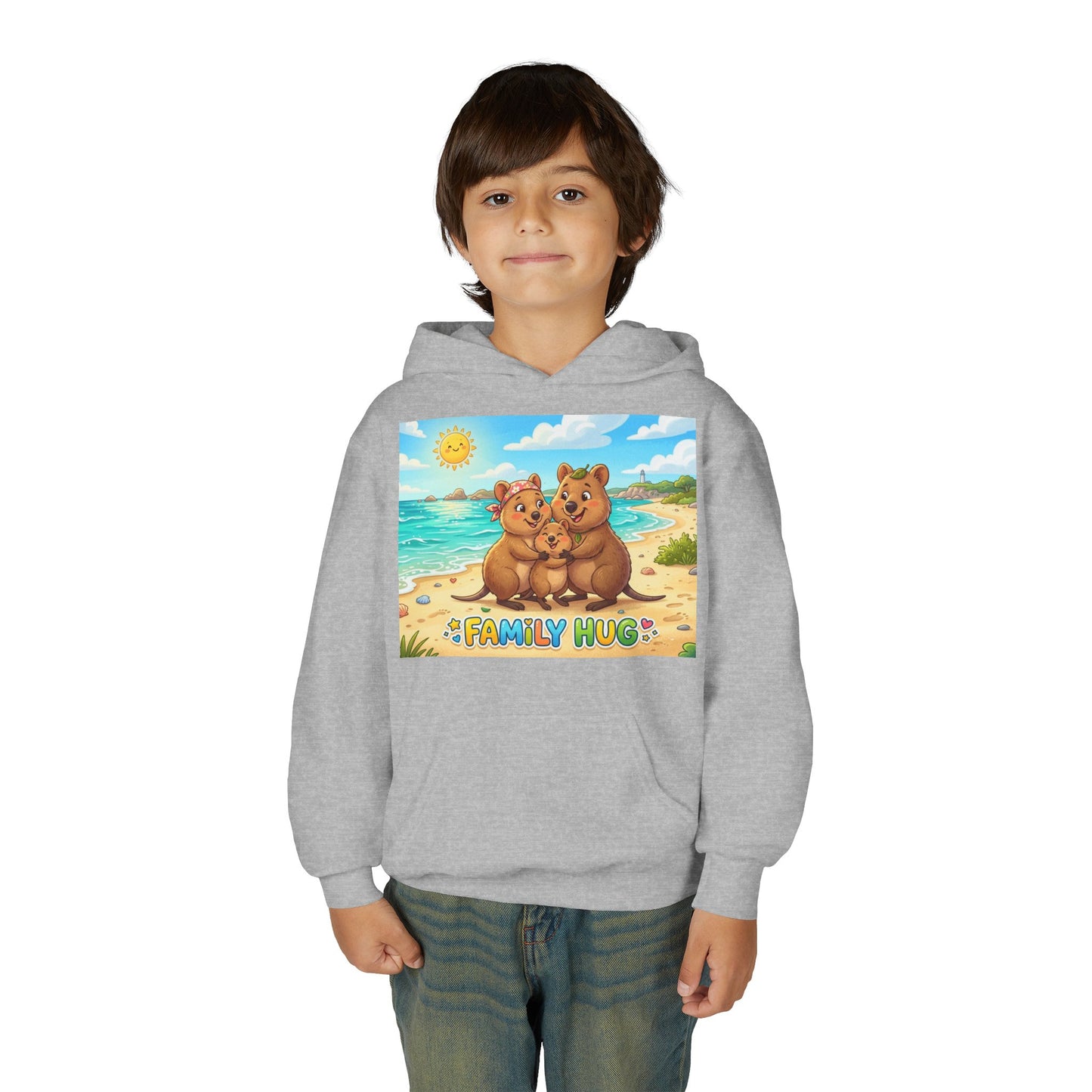 Family Hug Quokka Youth Heavy Blend Hooded Sweatshirt