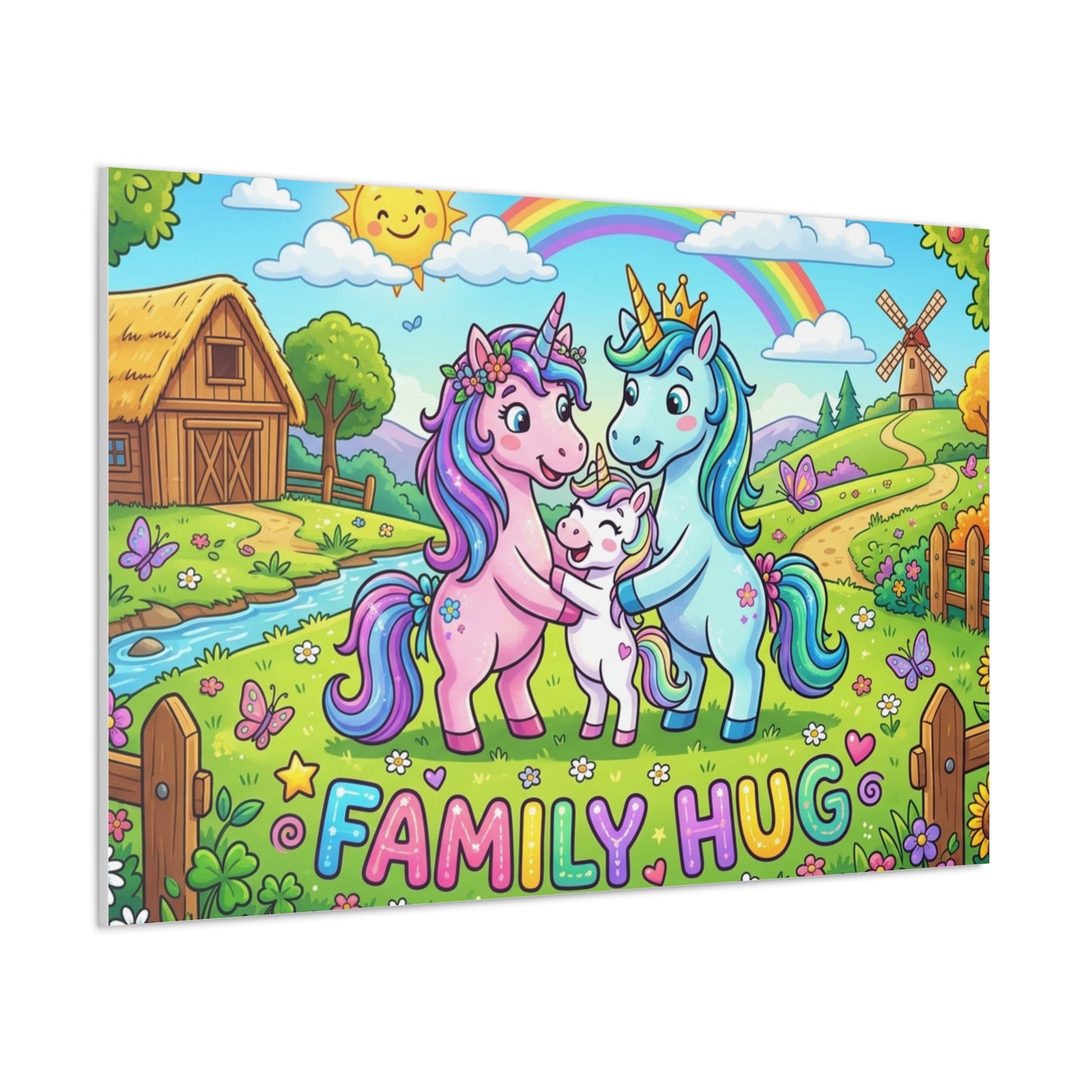 Family Hug Unicorn Classic Canvas