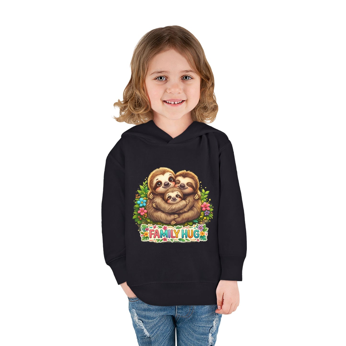 Family Hug Sloth Toddler Pullover Fleece Hoodie