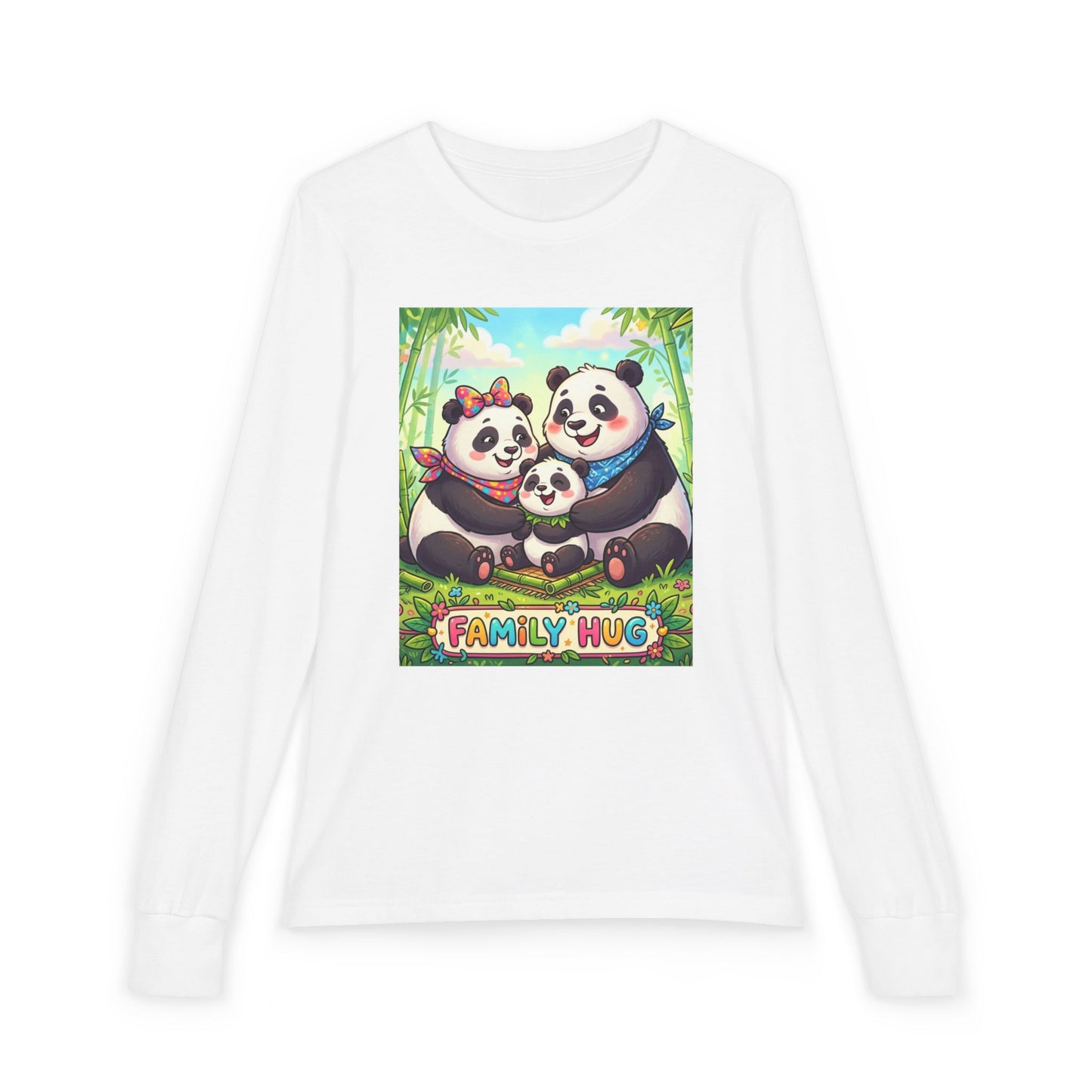 Family Hug Panda Youth Jersey Long Sleeve Tee