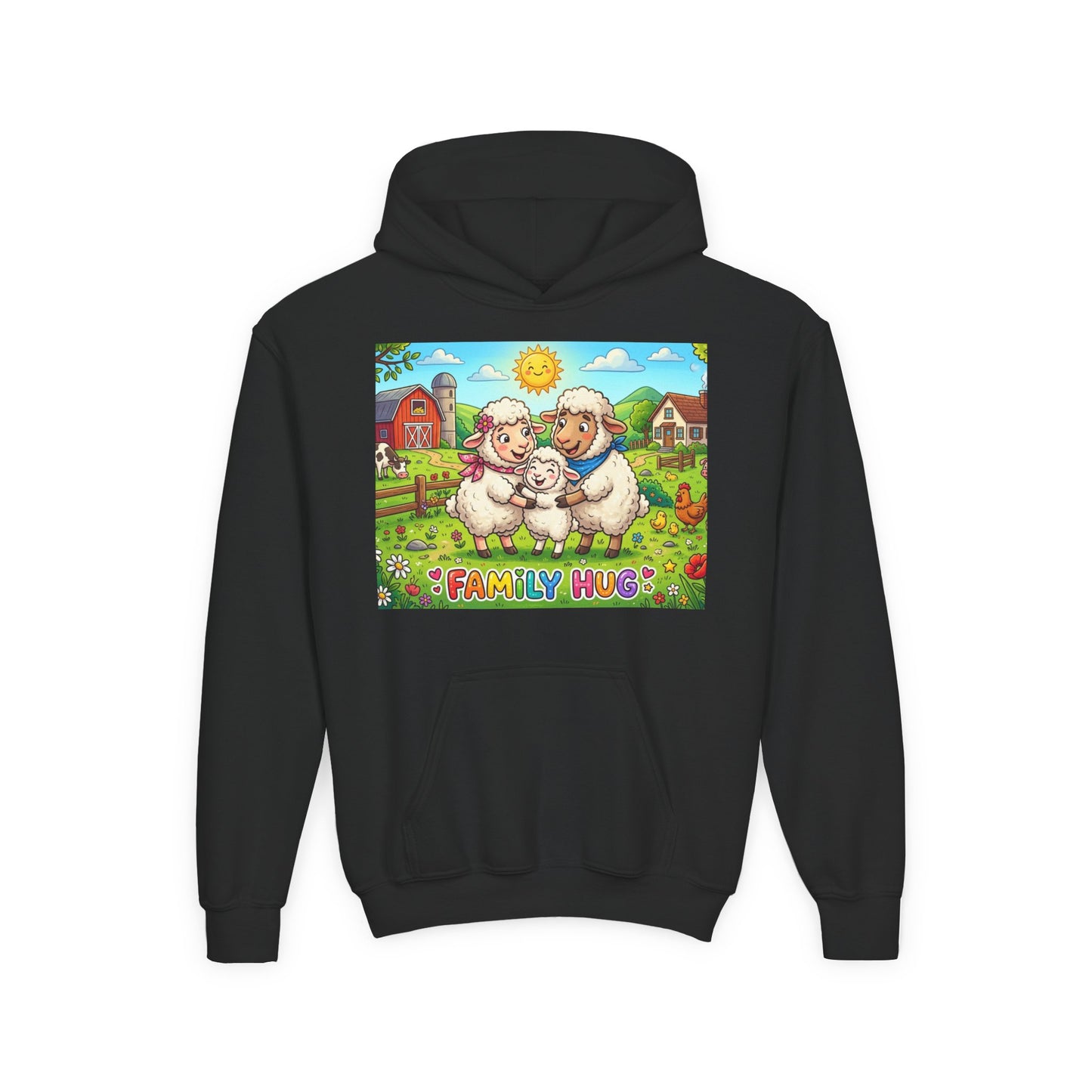Family Hug Lamb Youth Heavy Blend Hooded Sweatshirt
