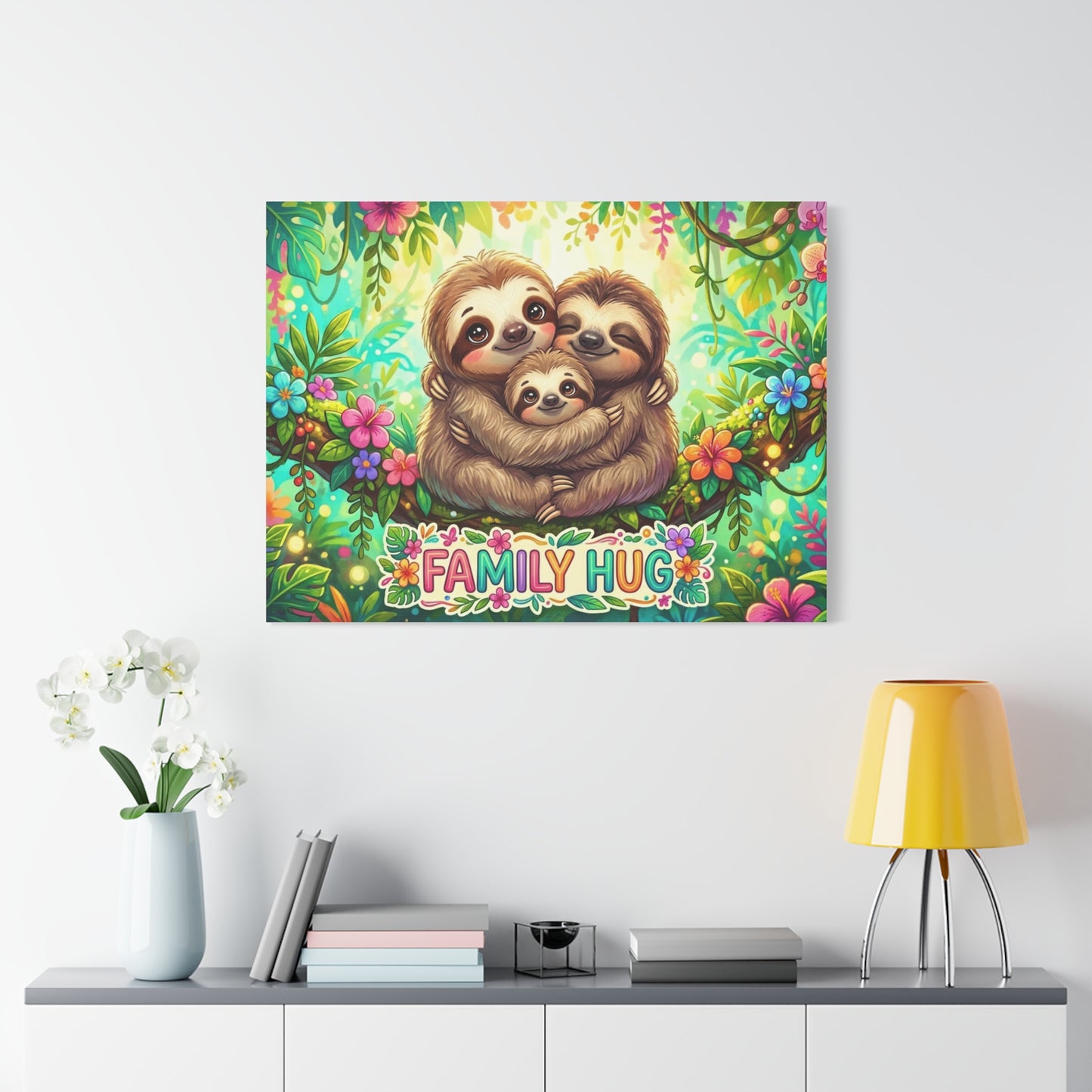 Family Hug Sloth Classic Canvas