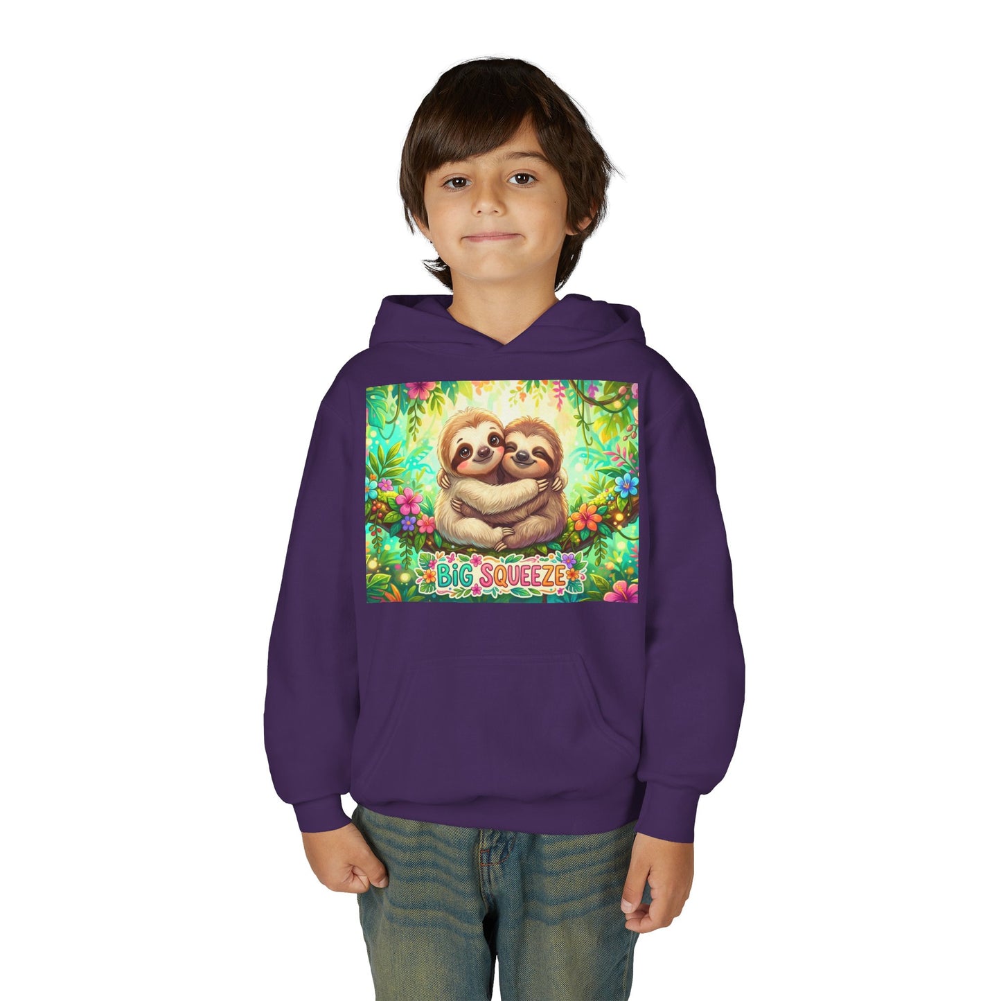 Big Squeeze Sloth Youth Heavy Blend Hooded Sweatshirt