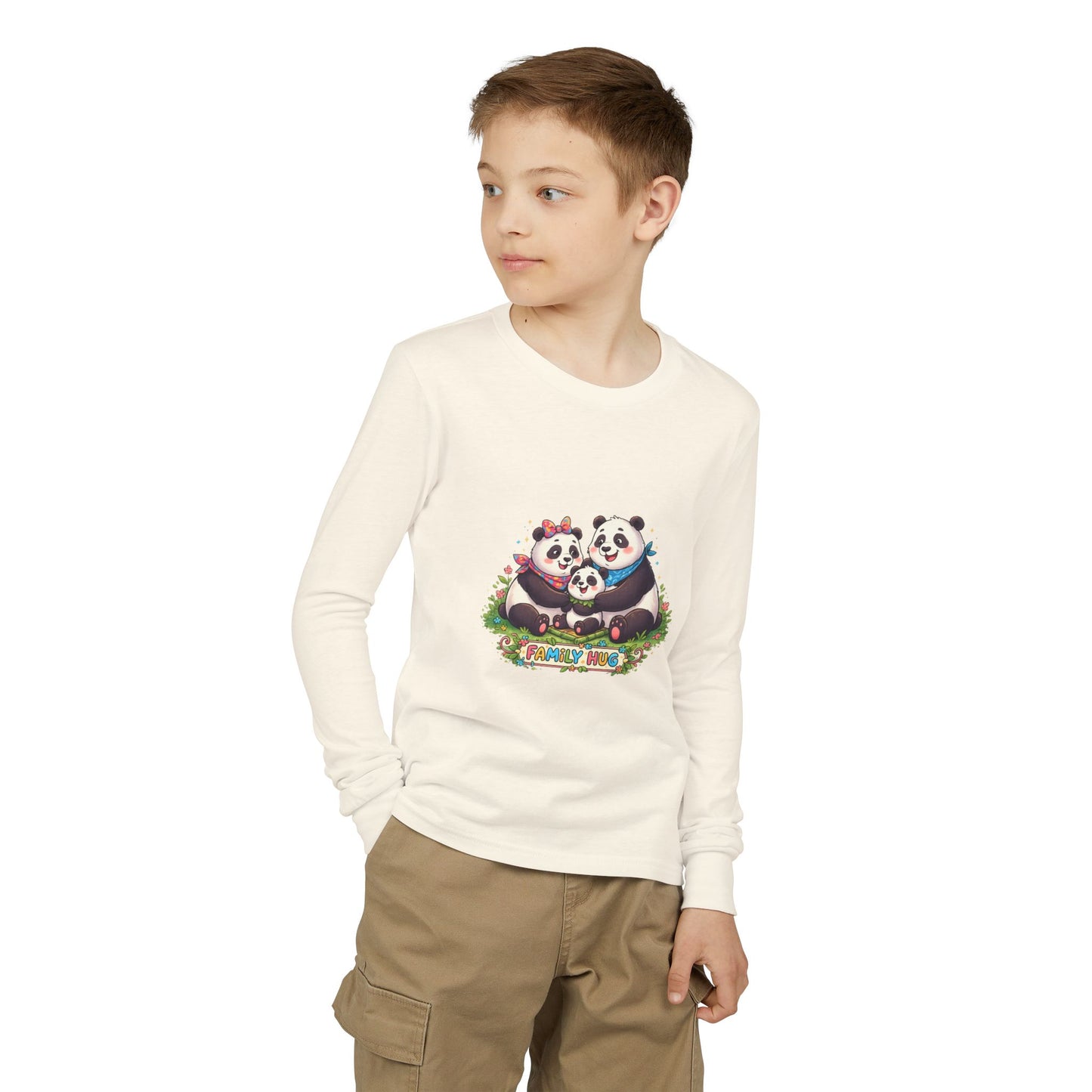 Family Hug Panda Youth Jersey Long Sleeve Tee