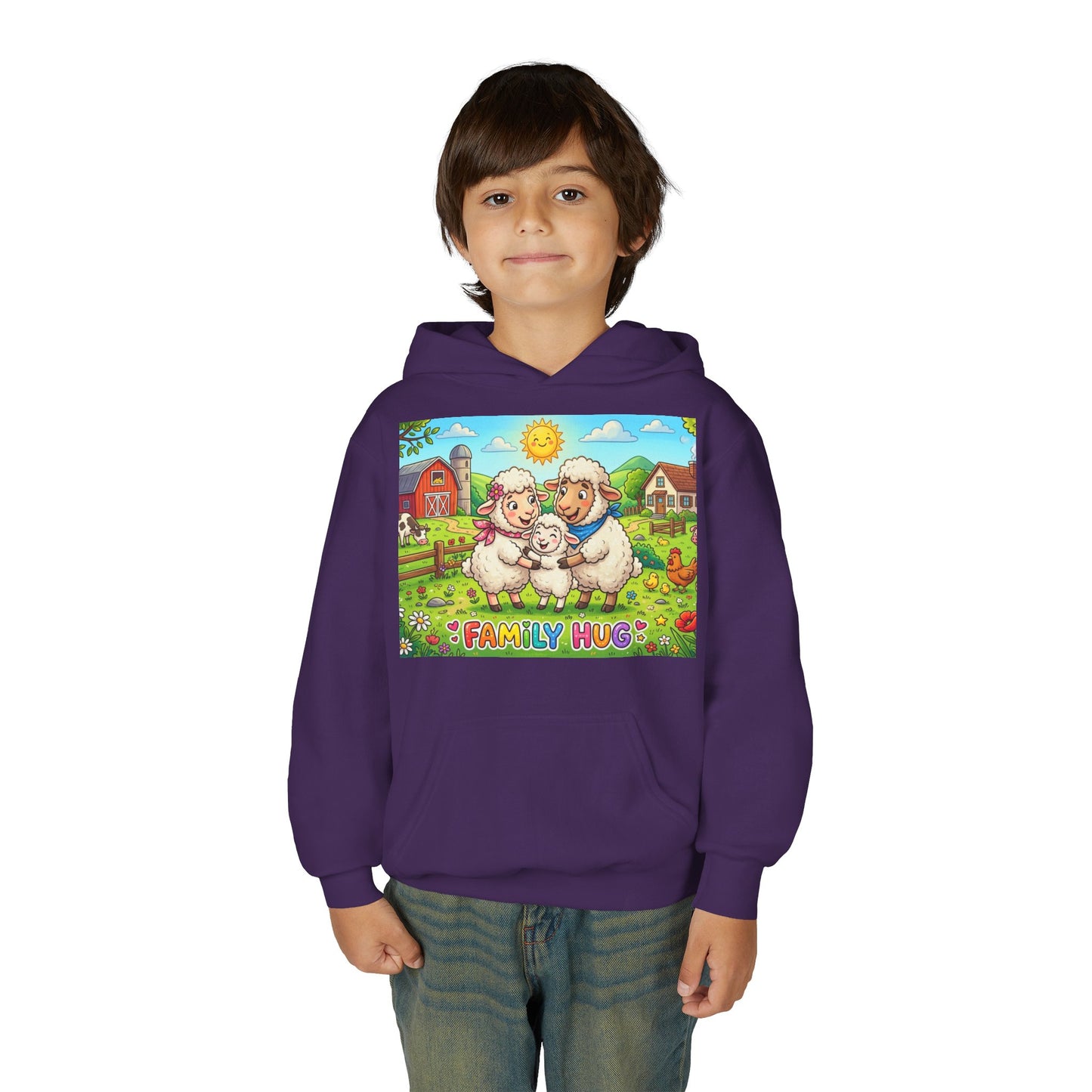 Family Hug Lamb Youth Heavy Blend Hooded Sweatshirt