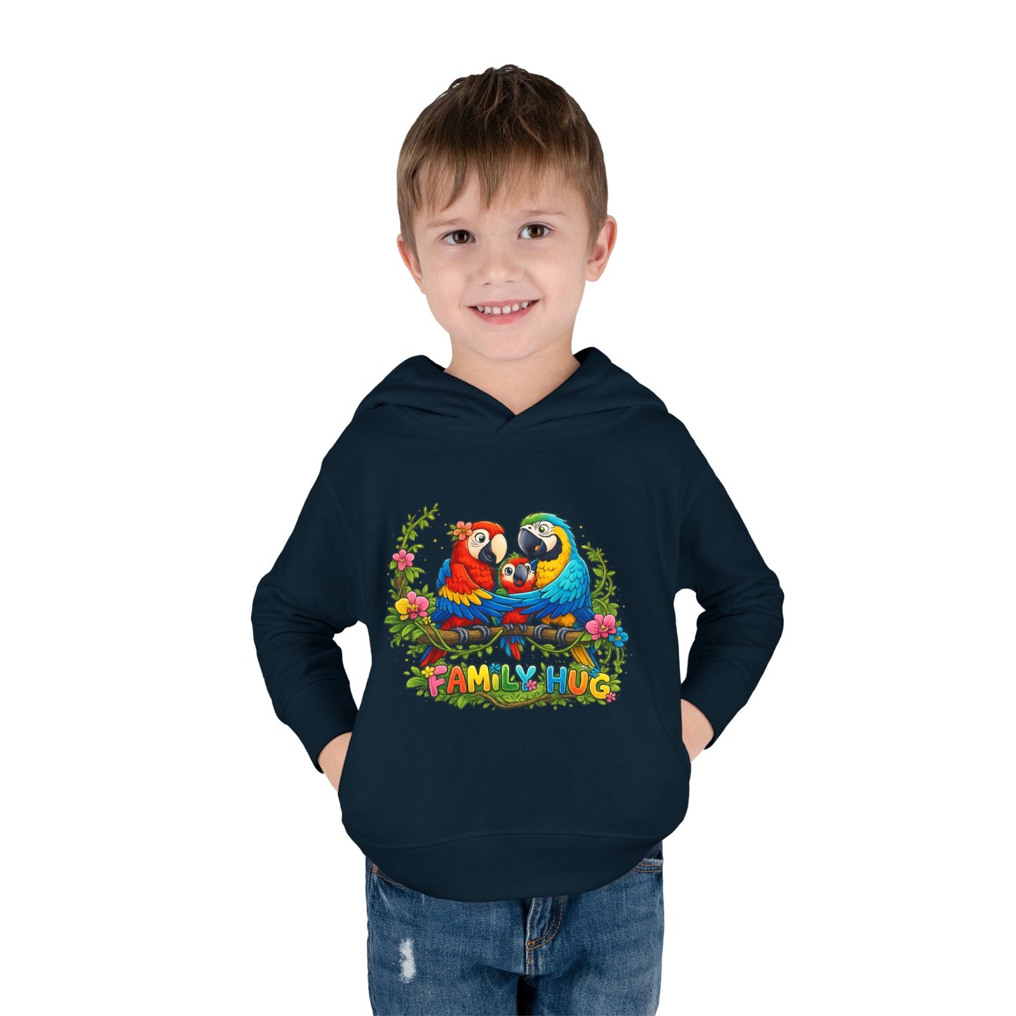 Family Hug Macaw Toddler Pullover Fleece Hoodie