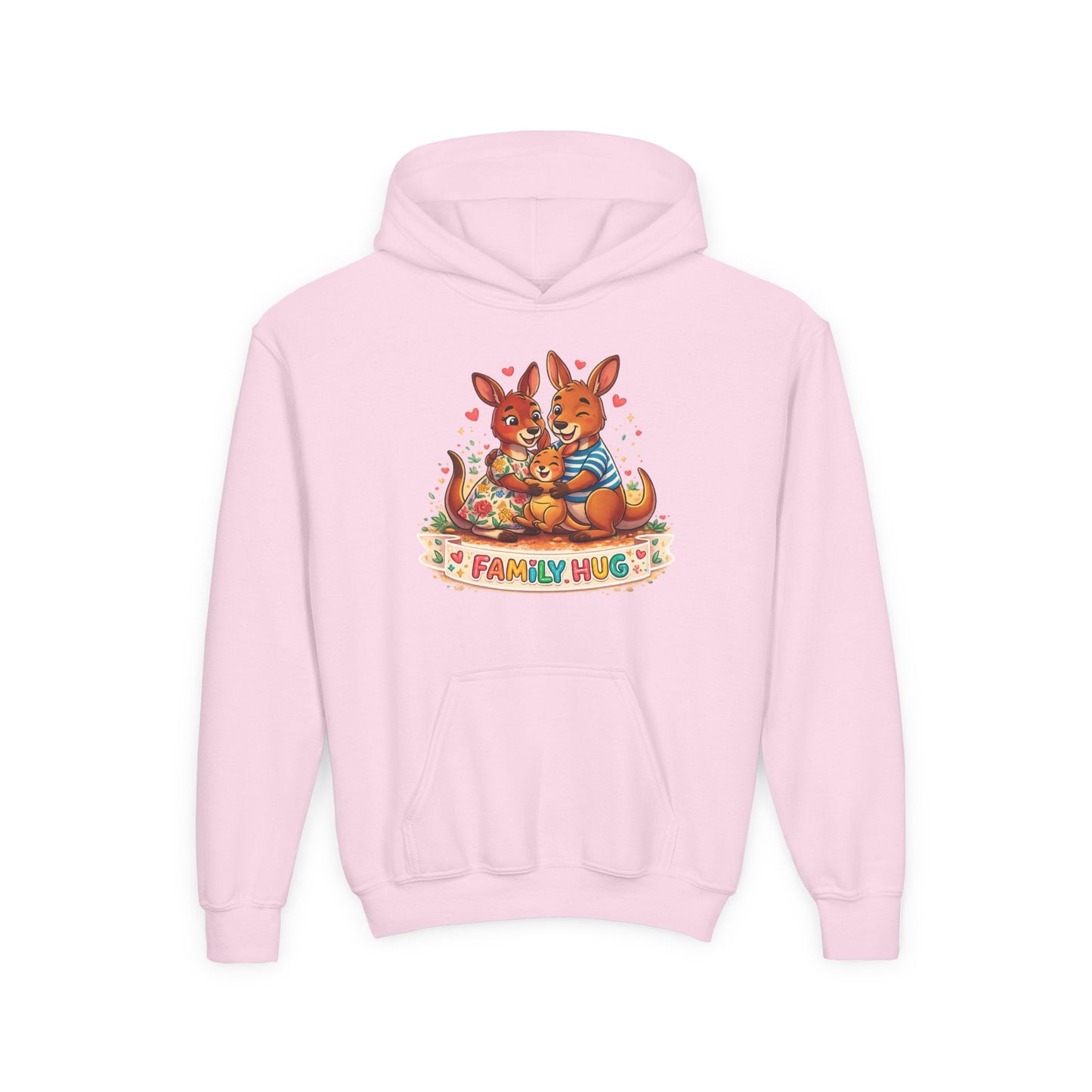 Family Hug Kangaroo Youth Heavy Blend Hooded Sweatshirt