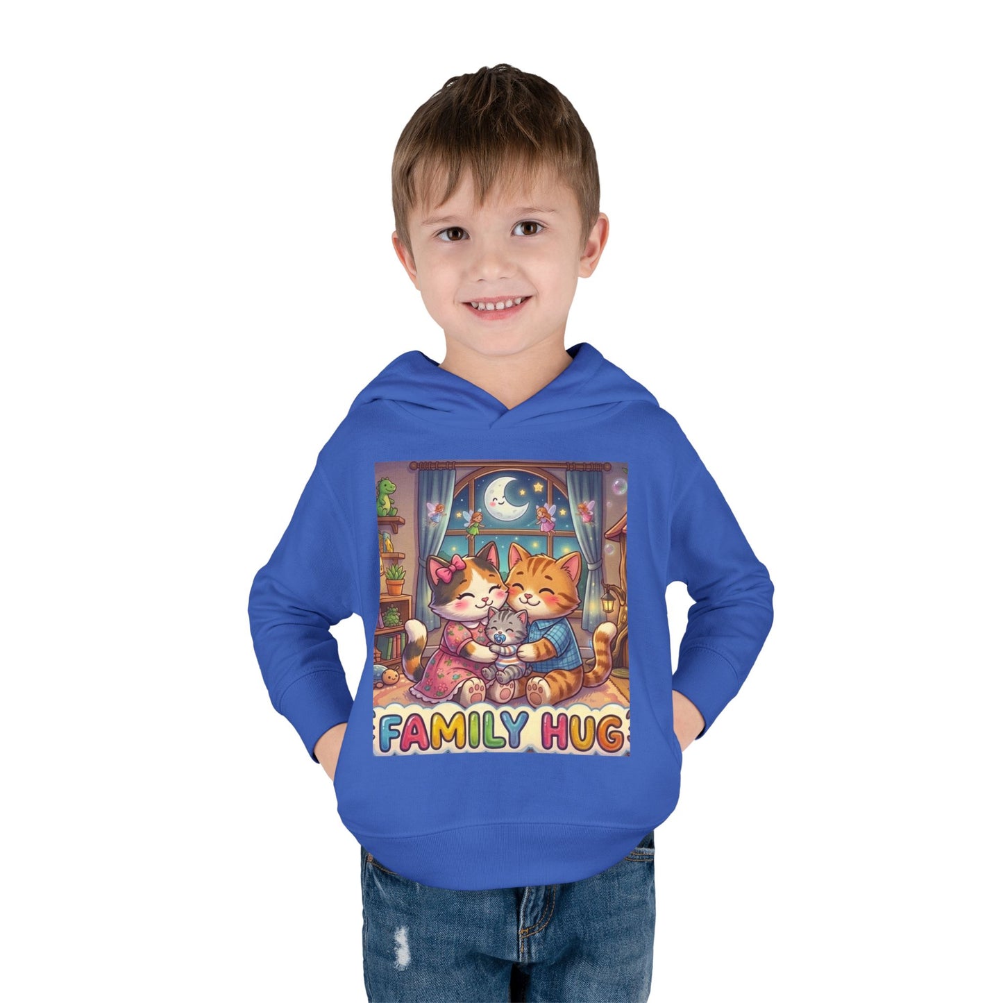 Family Hug Kitten Toddler Pullover Fleece Hoodie