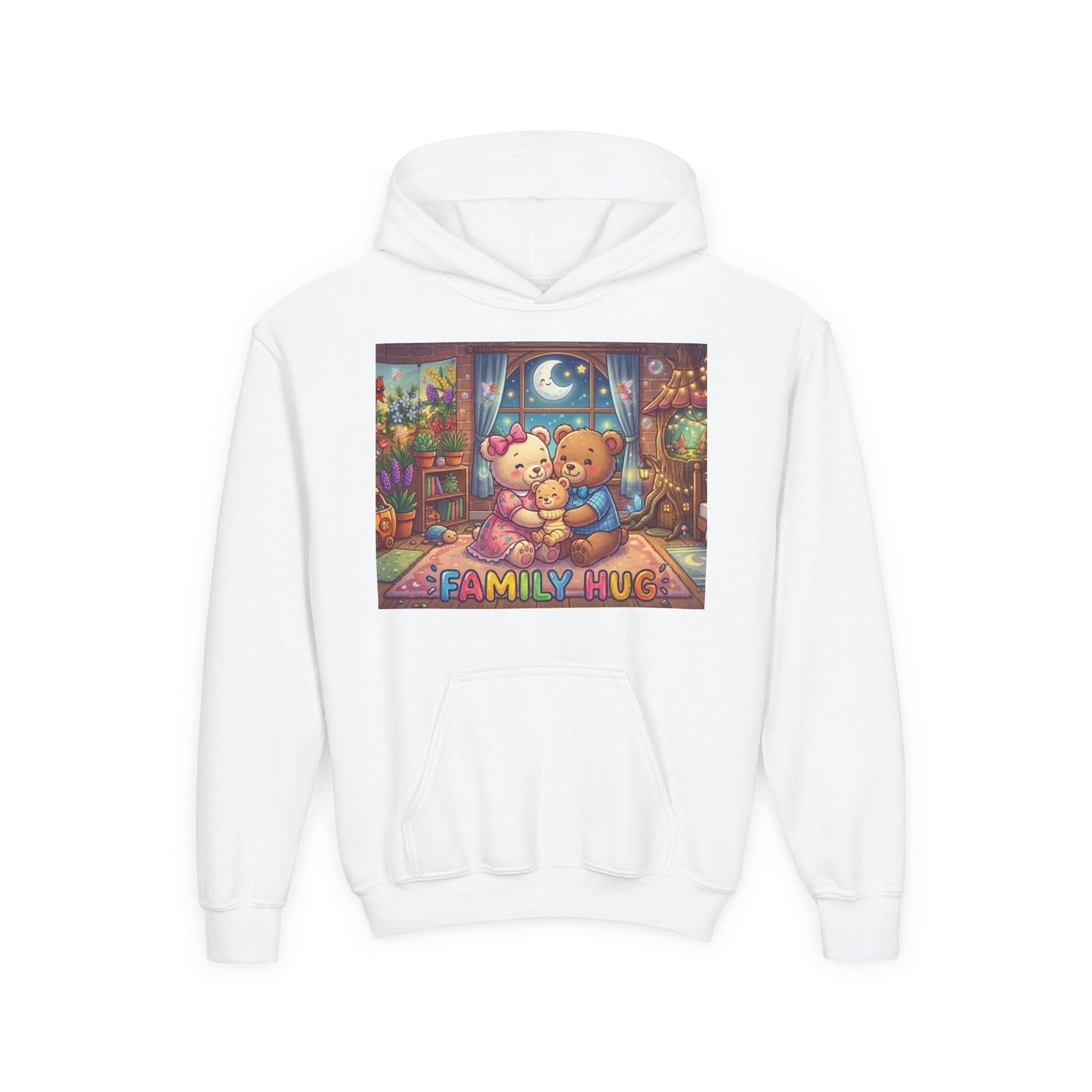 Family Hug Teddy Youth Heavy Blend Hooded Sweatshirt