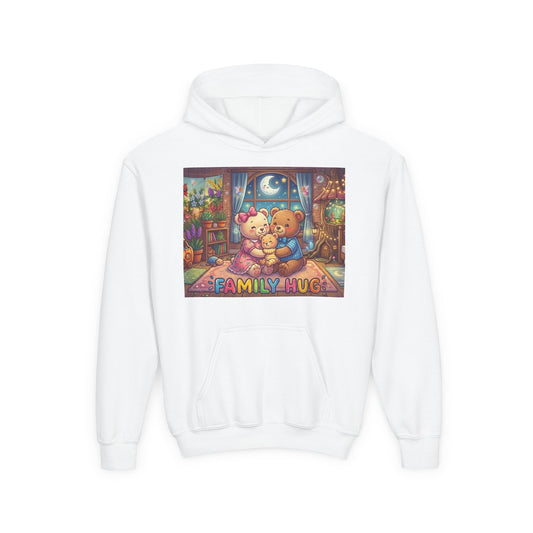 Family Hug Teddy Youth Heavy Blend Hooded Sweatshirt