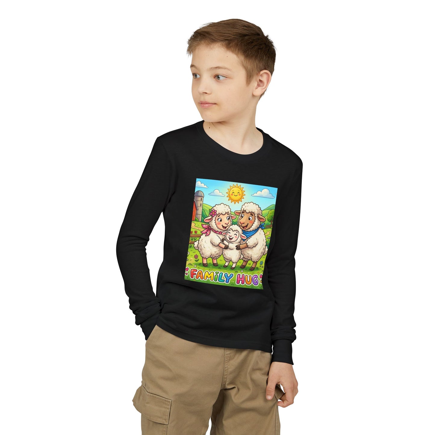 Family Hug Lamb Youth Jersey Long Sleeve Tee