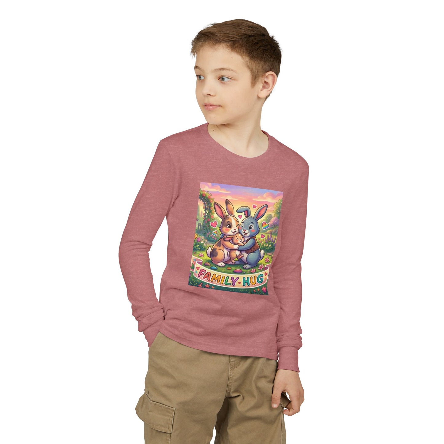 Family Hug Bunny Youth Jersey Long Sleeve Tee