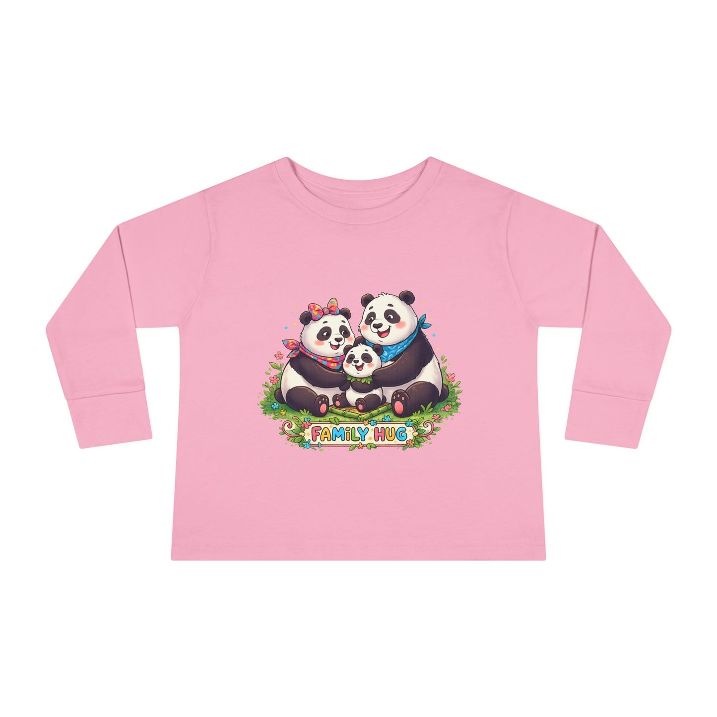 Family Hug Panda Toddler Long Sleeve Tee