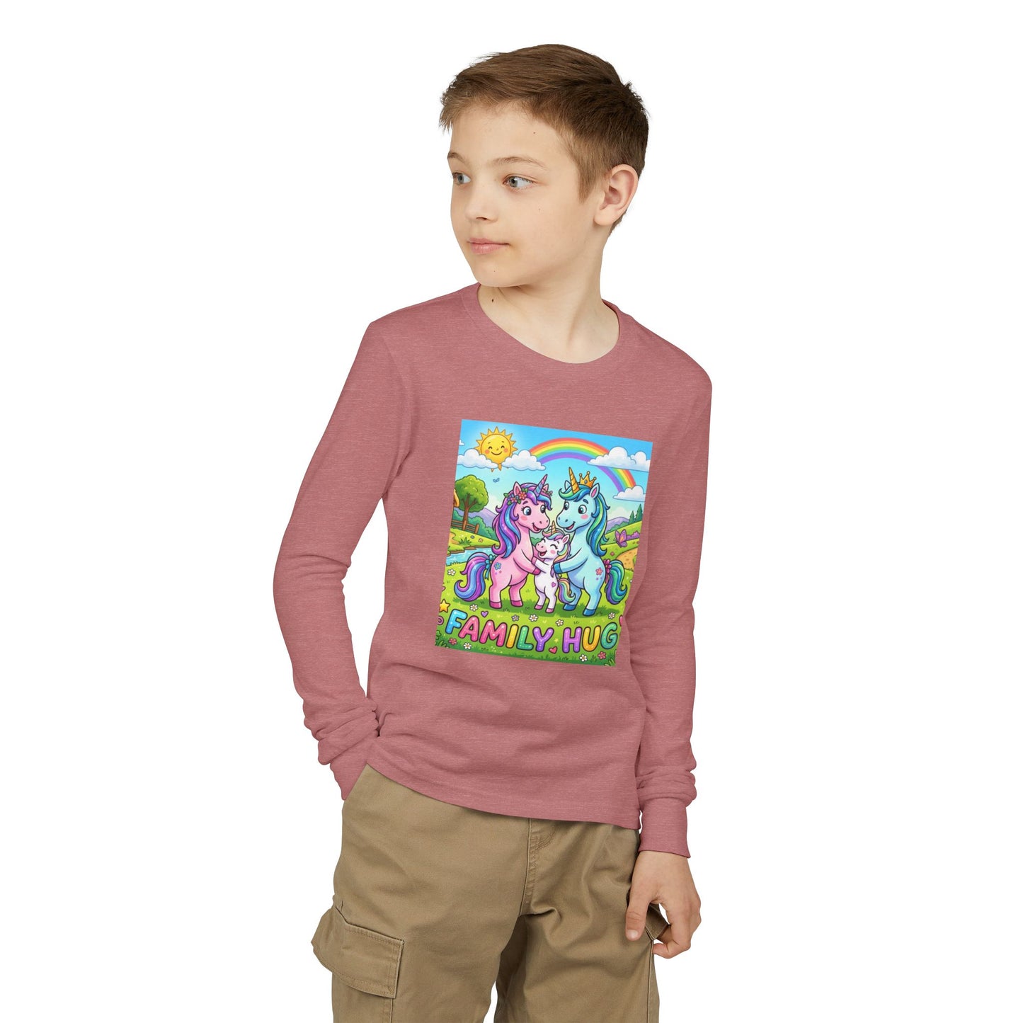 Family Hug Unicorn Youth Jersey Long Sleeve Tee